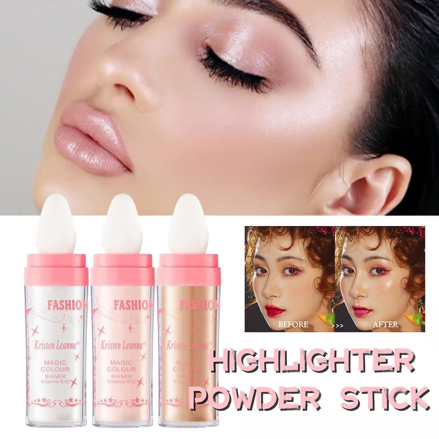 Polvo De Hadas Fairy Highlight Patting Powder Body Brightens the Natural Three-dimensional Patting Powder Blusher (03# Golden Brown)