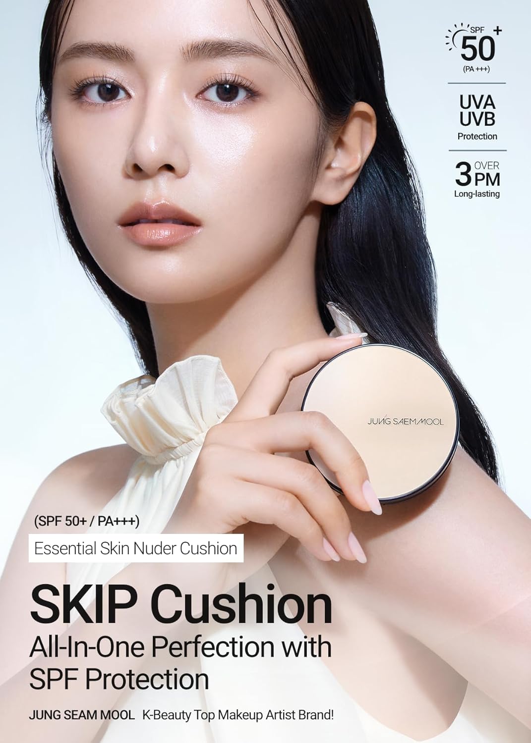 JUNG SAEM MOOL Essential Skin Nuder Cushion 01 Fair 0.98 Fl Oz, Refill Included, SPF 50 Broad Spectrum, Natural Radiant Finish, Lightweight Hydrating Coverage, Korean Cushion Foundation Makeup