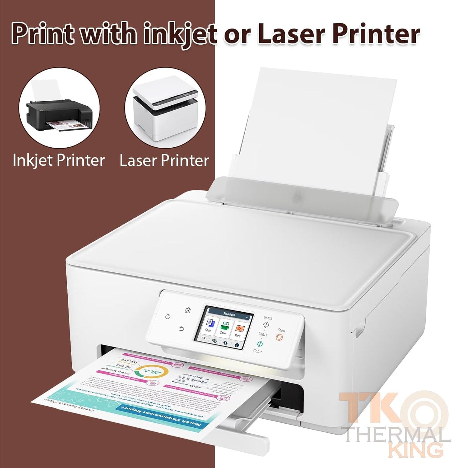 8.5" x 11" 100 Sheet Full Sticker Paper, Printable White Strong Adhesive Labels for Laser & Inkjet Printers (100 Labels)