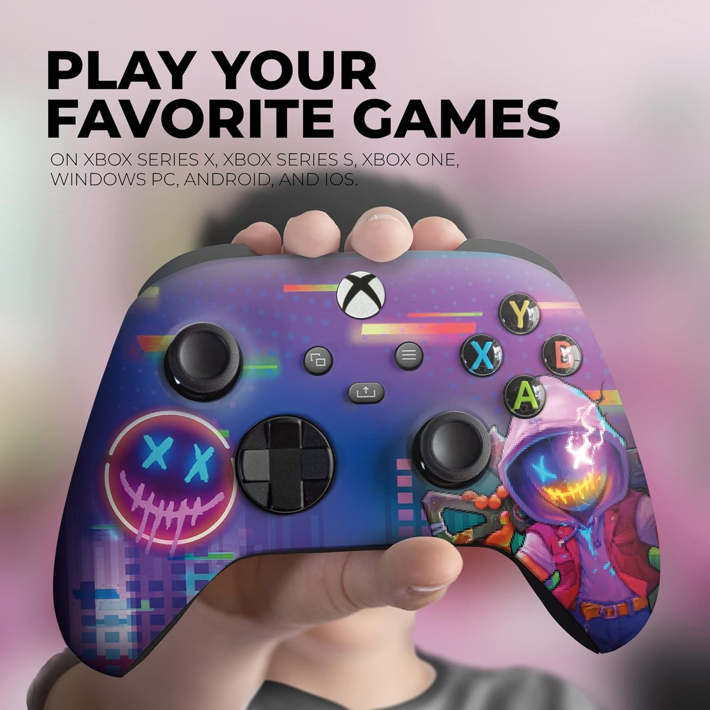 DreamController Neonabyss Custom X-box Controller Wireless compatible with X-box One/Series X/S Proudly Customized in USA with Permanent HYDRO-DIP Printing(NOT JUST A SKIN) (MODDED)