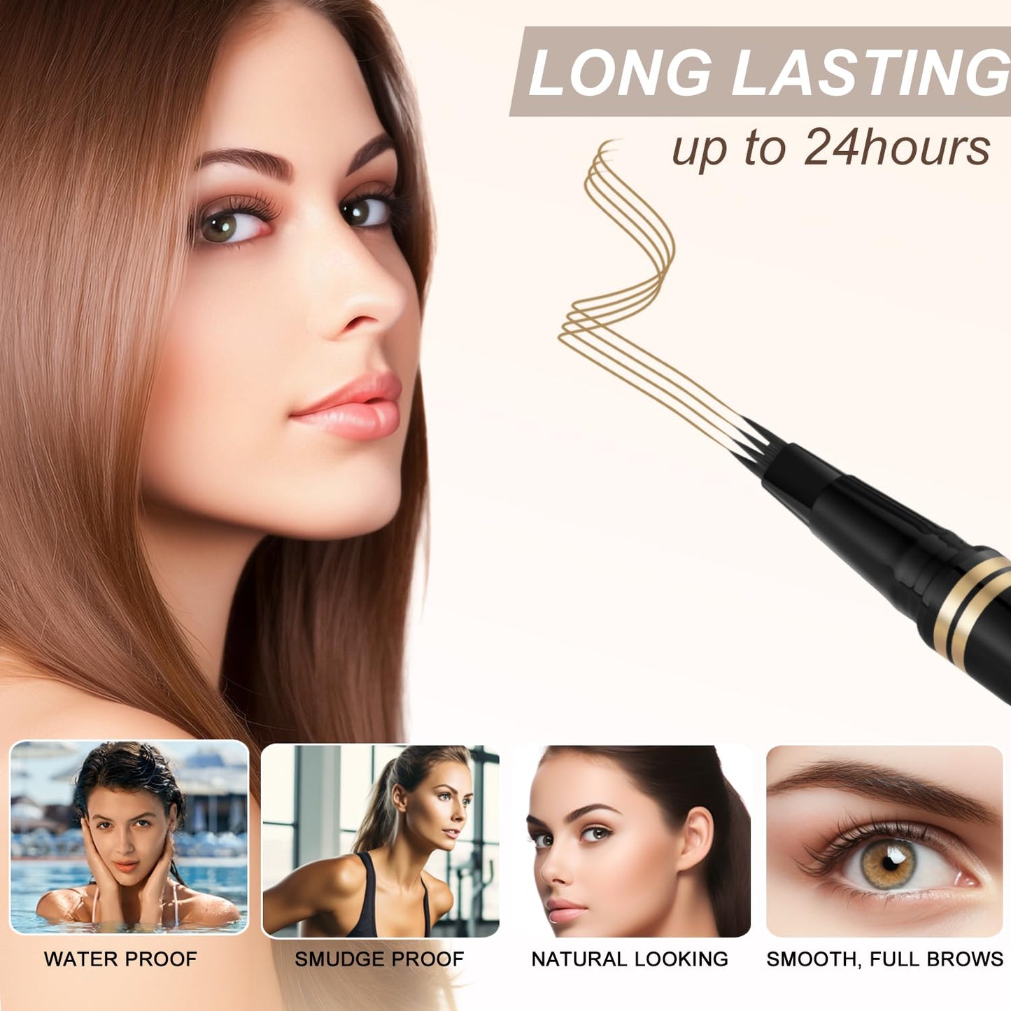 Eyebrow Pen,2-in-1 Waterproof Eyebrow Pencil with 4 Tip Microblading Brow Pen and Ultra-Precise Brow Pencil,with Dual-ended Eyebrow Brush,Eyebrow Makeup for Natural Looking - Dark Blonde
