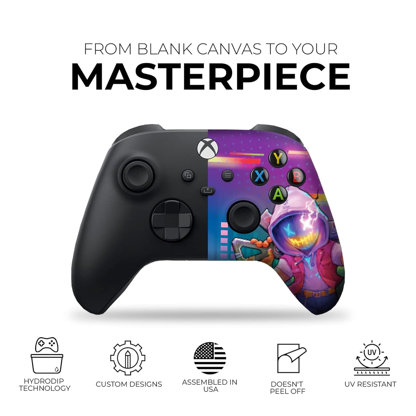 DreamController Neonabyss Custom X-box Controller Wireless compatible with X-box One/Series X/S Proudly Customized in USA with Permanent HYDRO-DIP Printing(NOT JUST A SKIN) (MODDED)