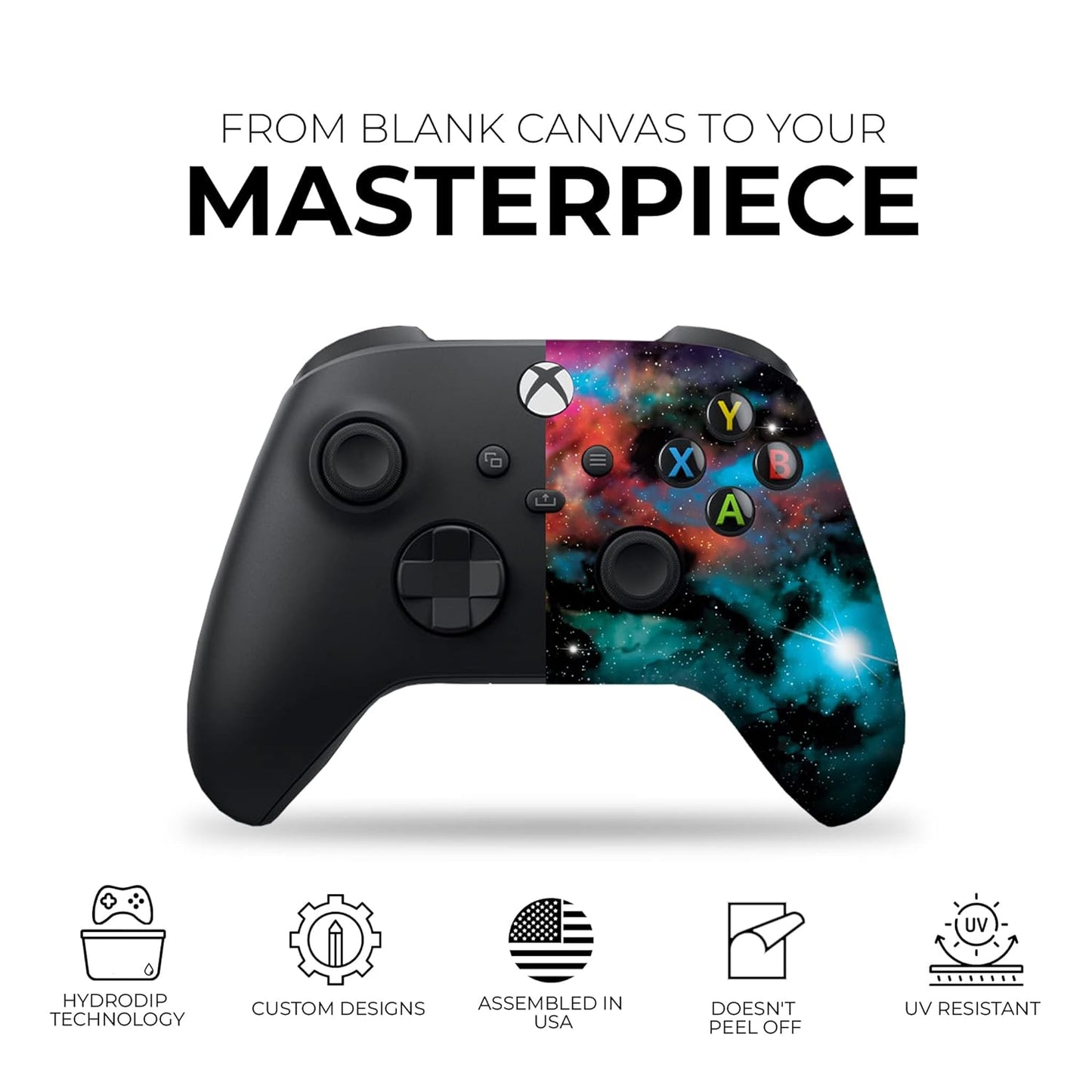 Galaxy Custom X-box Controller Wireless compatible with X-box One/X-box Series X/S by DreamController | Proudly Customized in USA with Permanent HYDRO-DIP Printing(NOT JUST A SKIN) (MODDED)