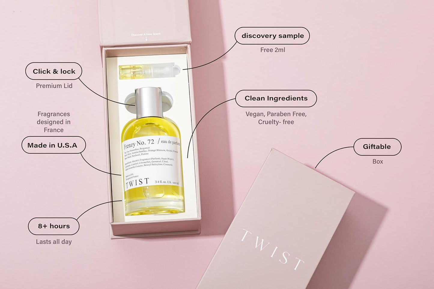 Twist Frenzy No. 72 - Eau De Parfum Inspired by V&Rolf's Flower Bomb, Long-Lasting Perfume For Women, Floral & Vanilla, Vegan, Clean Ingredients, Fragrance - Spray 100 ml | 3.4 fl. oz.