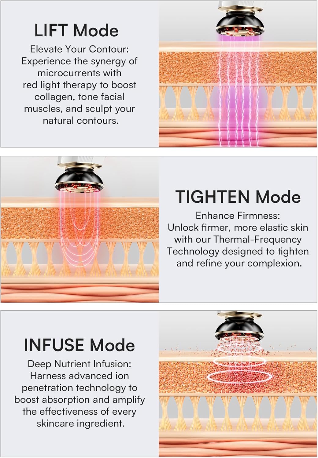 INIA 3-in-1 Red Light Therapy for Face and Neck Beauty Device for Puffiness & Skin Firming Skincare Tool