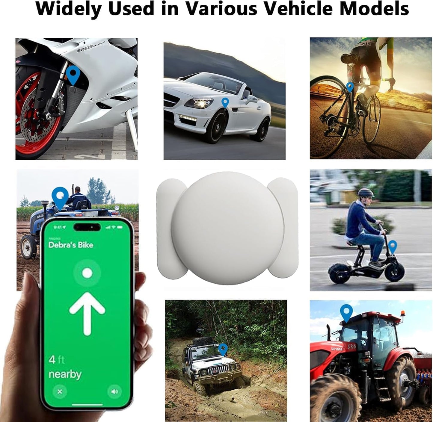 GPS Tracking Devices, No Monthly Fee Tracker Device for Vehicles Work with Find My (iOS Only), Car Tracker Device Hidden with Magnetic Case (1PCS, White)