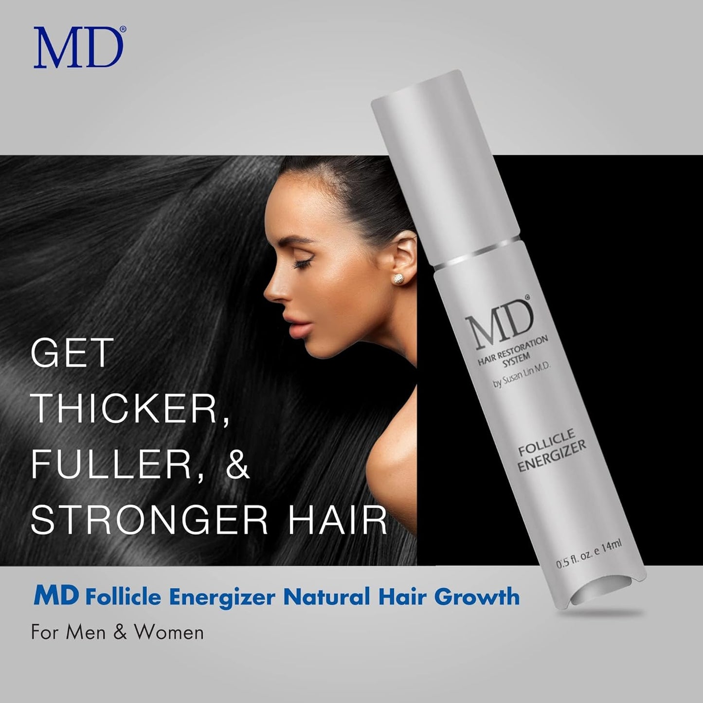 MD suero natural para el crecimiento del cabello | Follicle Energizer Serum: evita el adelgazamiento del cabello y la pérdida de cabello al estimular los folículos capilares para producir un ca