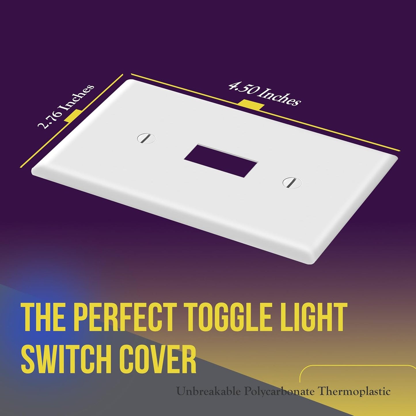 ENERLITES Light Switch Cover Plate, Toggle Wall Plate Cover, Size 1-Gang 4.50" x 2.76", Unbreakable Polycarbonate Thermoplastic, 8811-W-5PCS, White (5 Pack)