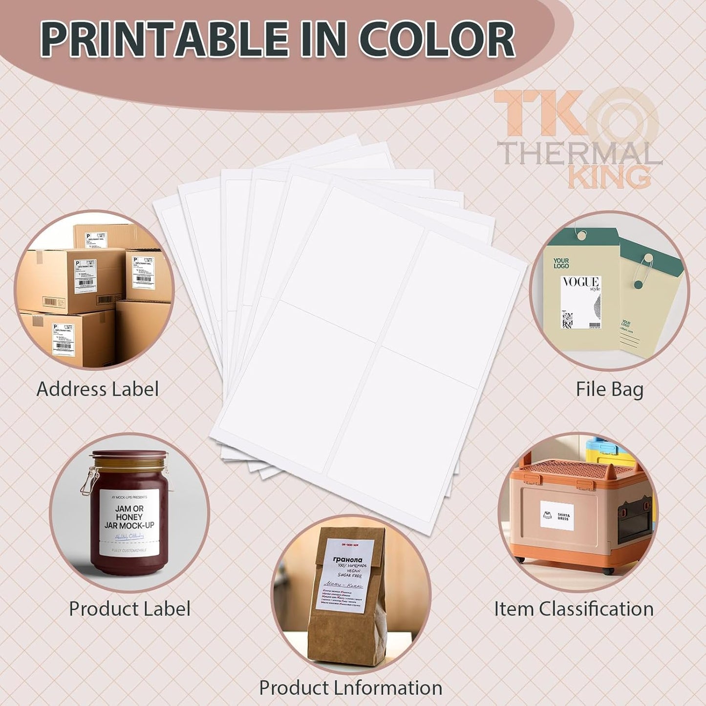 4" x 5" 100 Sheets Permanent Adhesive White Blank Shipping 400 Labels for Laser & Inkjet Printers (4 Labels/Sheet)