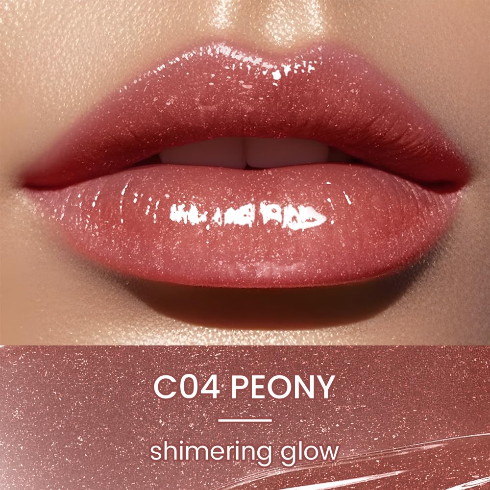 CATKIN Glossy Lip Balm Ultra Hydating Glow Lip Tinted Jelly Plump Melting Balm Shea Butter Repair Soothing For Dry Lips Dewy Finished 0.12 oz 2pcs Set 03