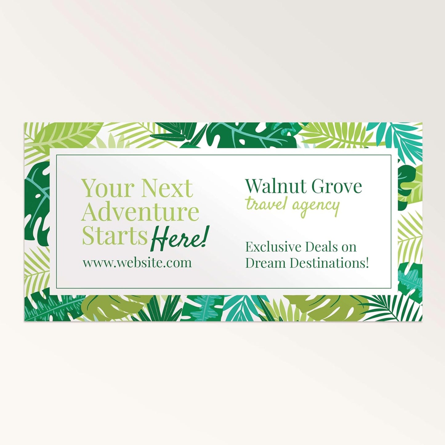 Staples Custom Scrim Vinyl Banner - 96W" x 24L" Quote Banner with 4 Grommets - Durable Outdoor Sign for Events, Promotions, and Business Advertising (Palms)