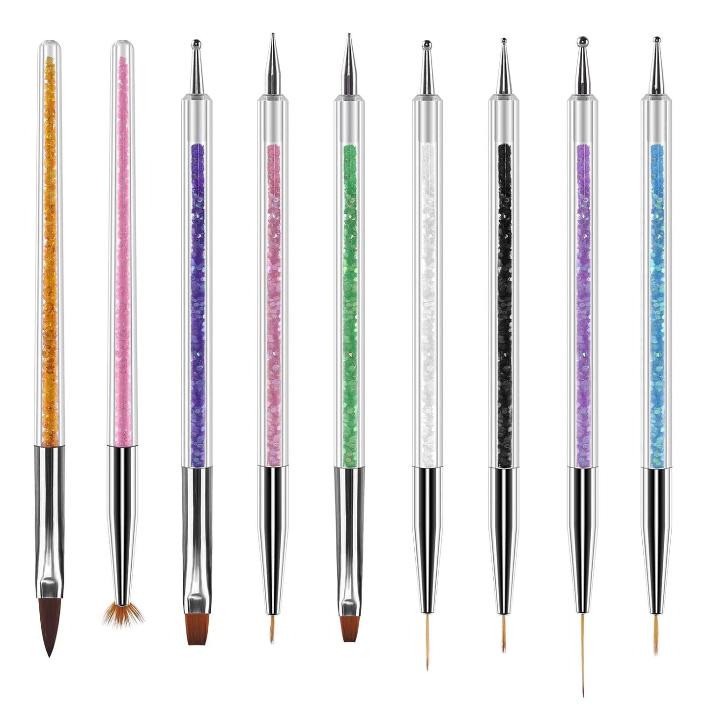 Artdone 9PC Nail Art Brushes Set - Liner Brush, Dotting Pen, Gel Polish Painting Tools For Nail Art Design