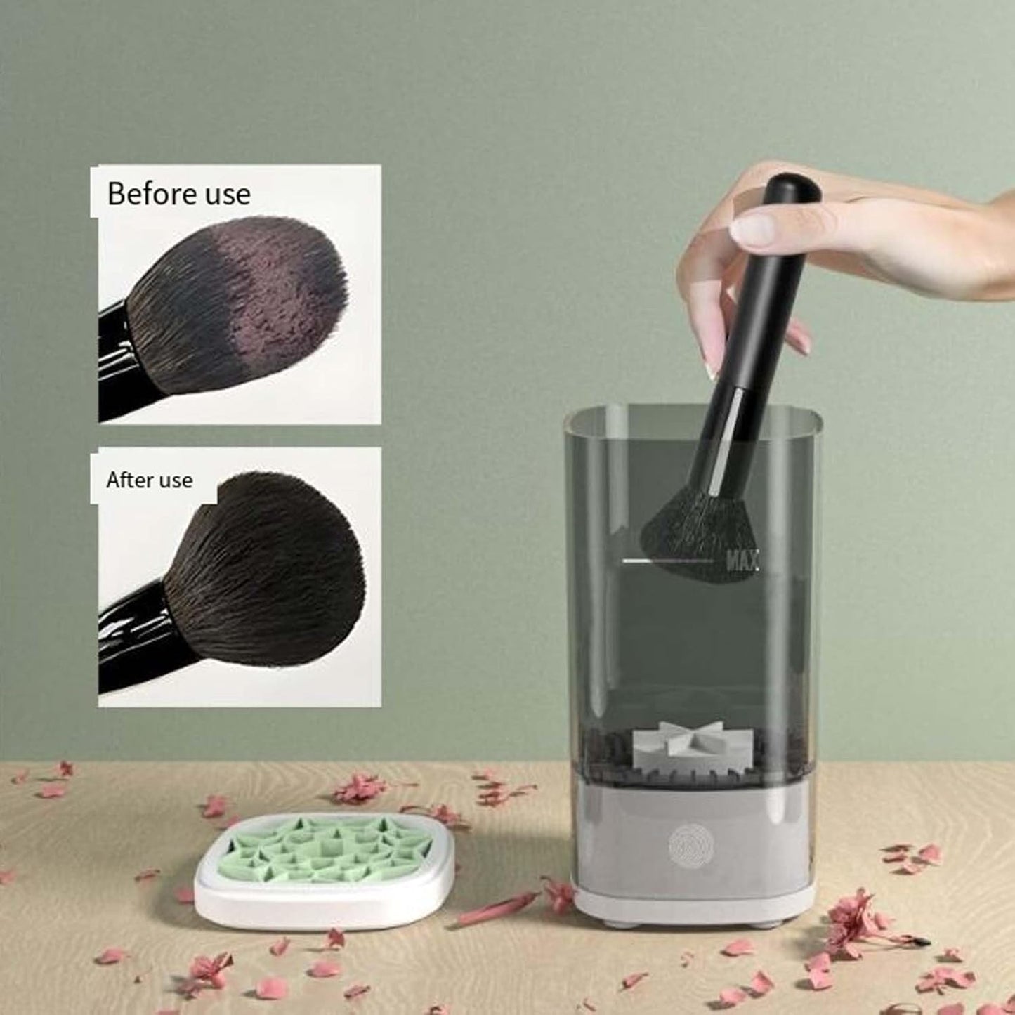Wavearnn Electric Makeup Brush Cleaner,2025 upgrade 2-in-1 Electric Makeup Brush Automatic Cleaner,Efficient Deep Cleaning All Types Of Brushes,For All Types Of Brushes Set (charge,2PCS A)