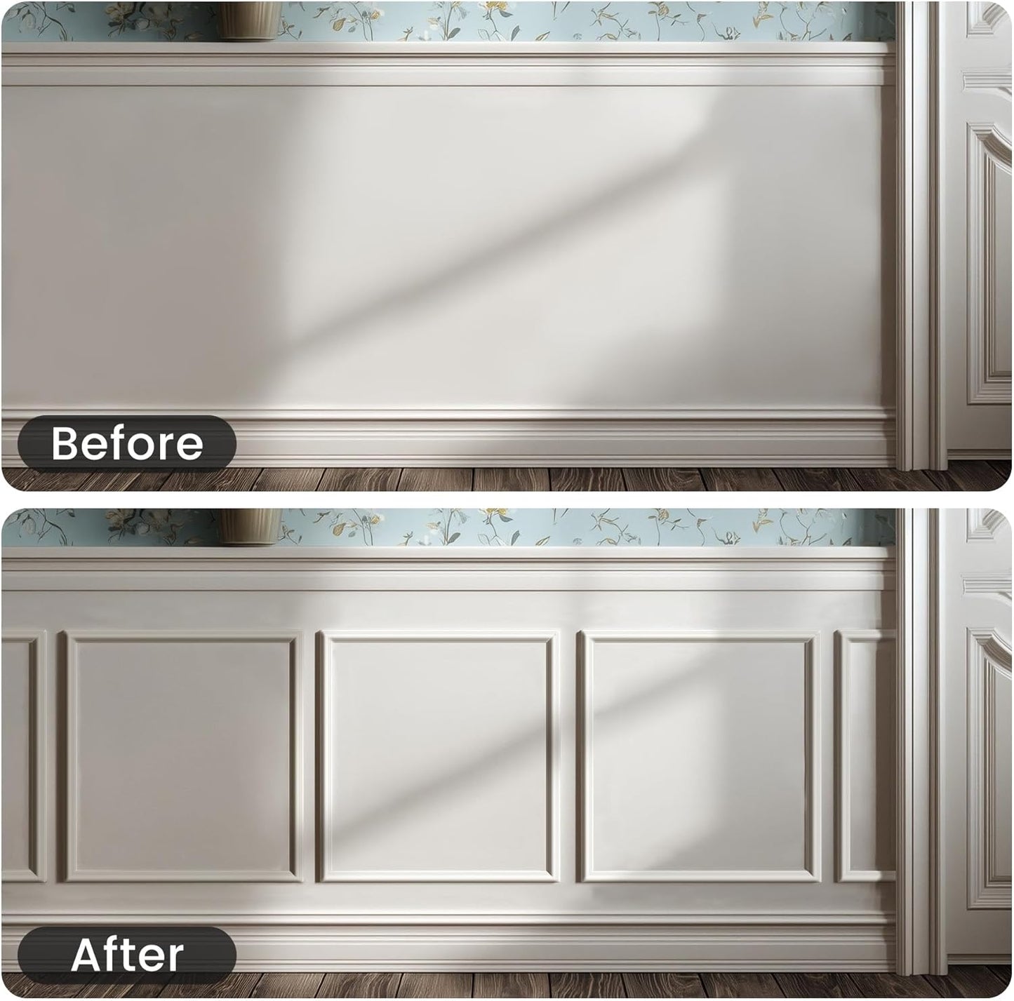 Peel and Stick Wainscoting Panels Kit, 12 Sets 20''x20'' Premade Wall Molding Peel and Stick Panels for Interior Wall Trim, Easy DIY Wainscoting Panels Peel and Stick Decor