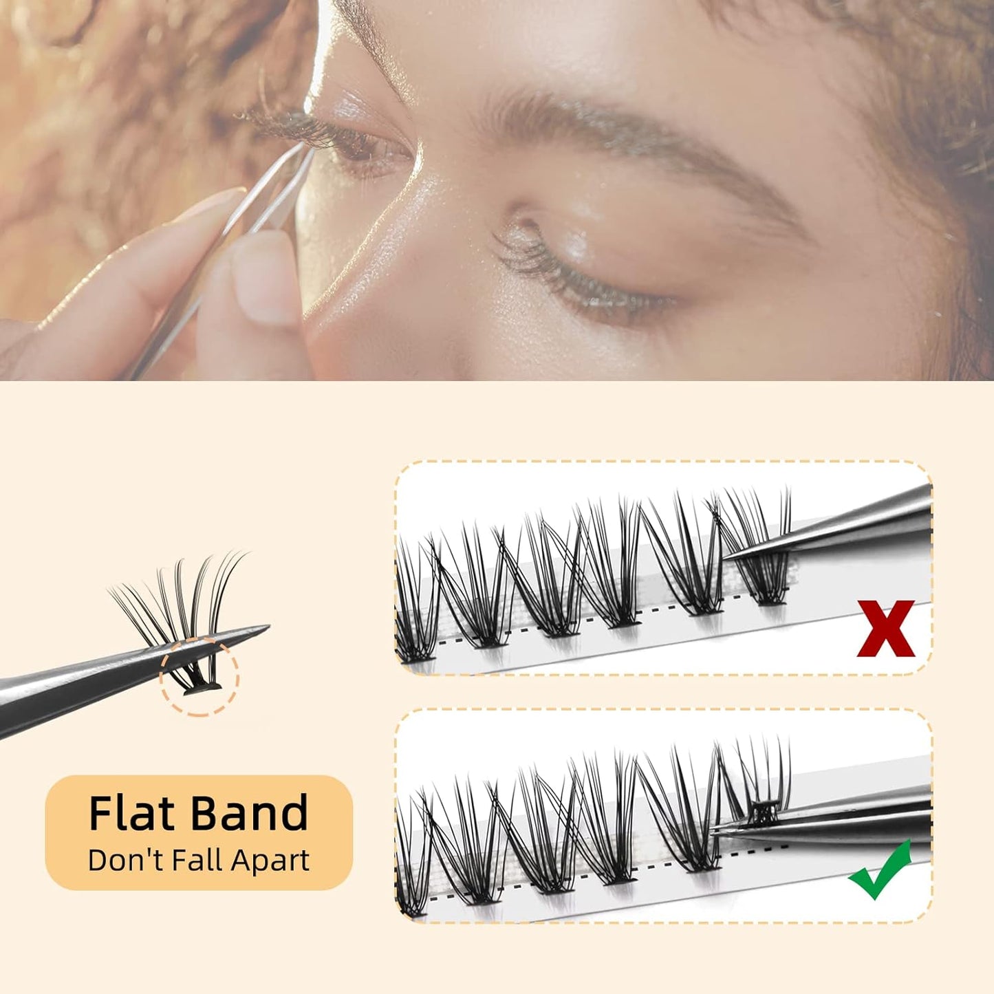 QUEWEL Cluster Lashes 240Pcs Individual Lashes 20D 0.07C Curl 12mm Knot-Free Lash Extensions Clusters Lashes Soft&Natural False Eyelashes Individual DIY Eyelash Extension at Home(20D 0.07C 12)
