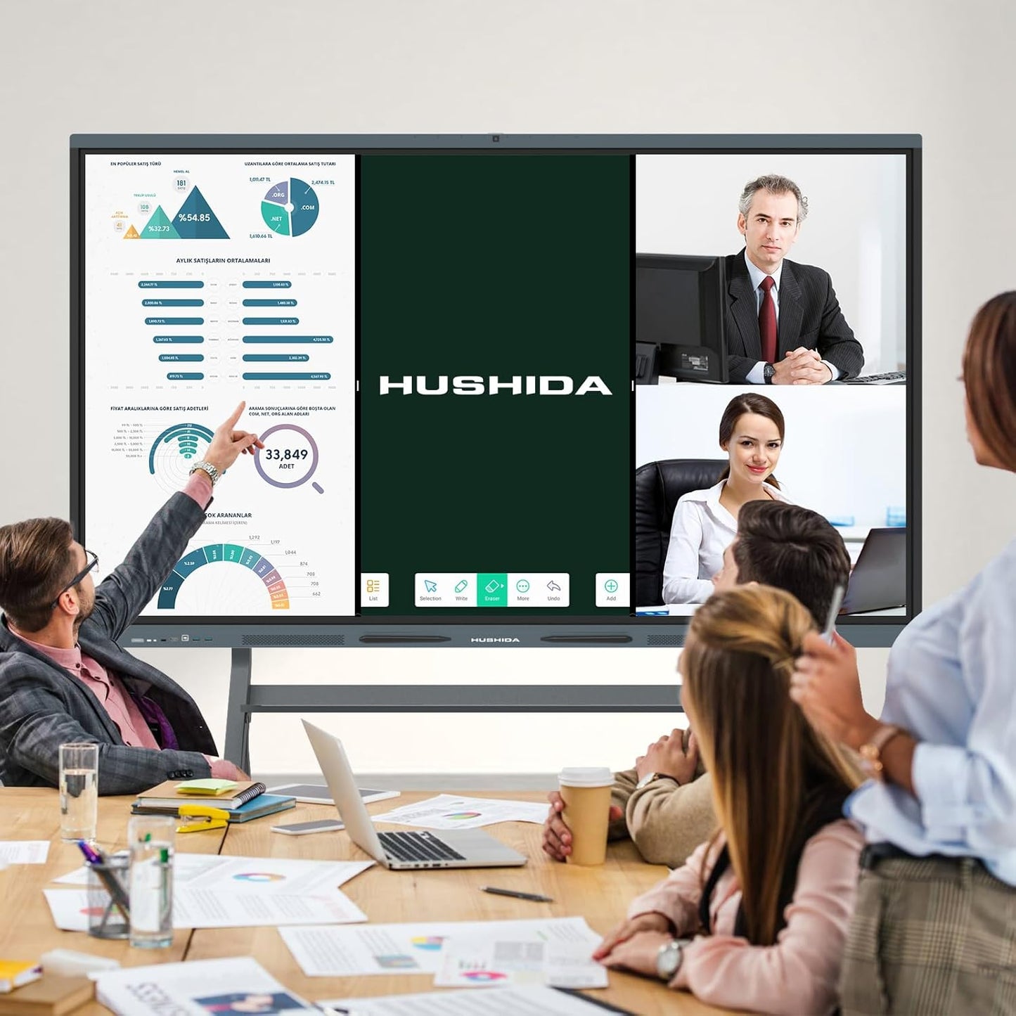 75″ Smart Board, 4K UHD Interactive Whiteboard with Android 14 System and 13MP Camera, All in One Digital Whiteboard for Home, Classroom and Business (Wall Mount Included)