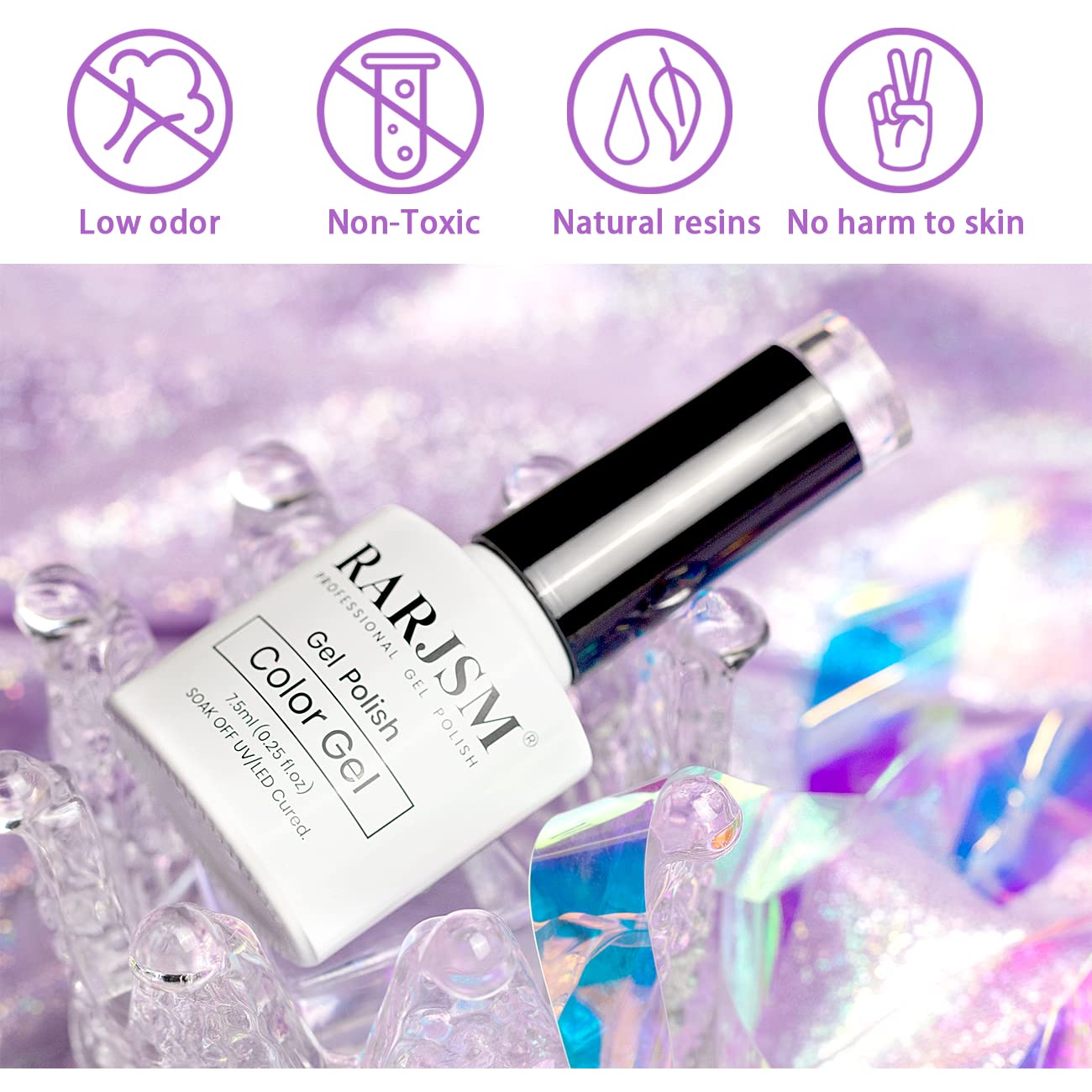 RARJSM Cat Eye Gel Nail Polish, Galaxy Chameleon Magnetic Gelpolish Black Holographic Glitter Gel Soak Off UV LED DIY Manicure Art for Salon Designs and Home DIY 7.5ML/0.26fl oz