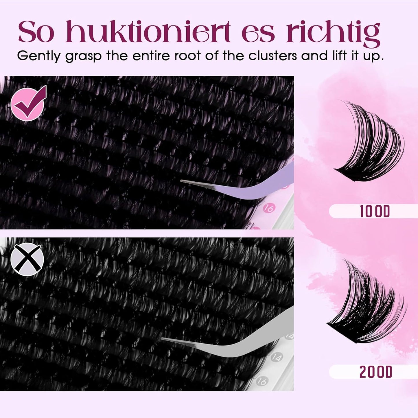 WENDY DIY D Curl Lash Clusters Book 468 Pcs Natural Look Individual Cluster Lashes Book Wispy-lashes Soft,100D+200D,28,10-18 mixed