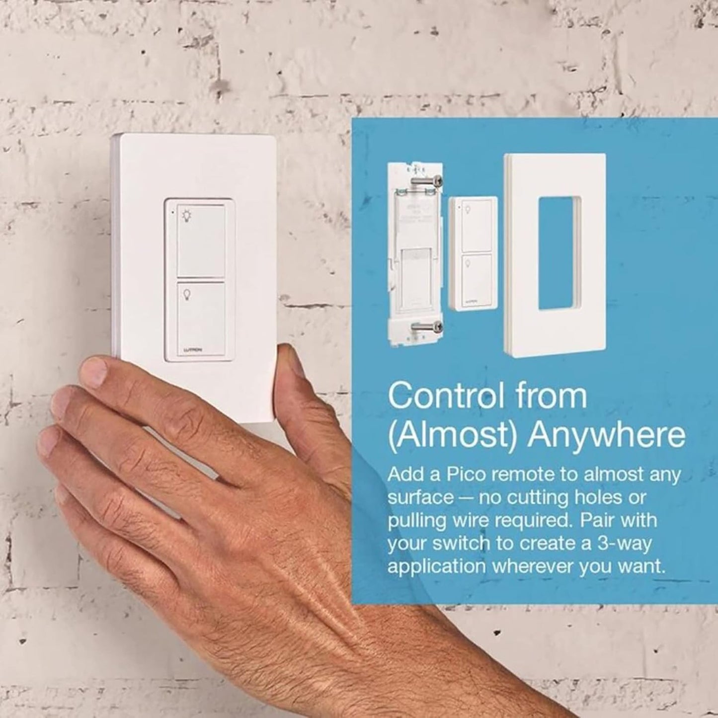 Lutron Caseta Original Smart Light Switch (Lutron Smart Hub Required), for Home, LED Lights, and Fans, 6 Amp, Single-Pole/3-Way, Neutral Required, PD-6ANS-LA, Almond, 3 Pack