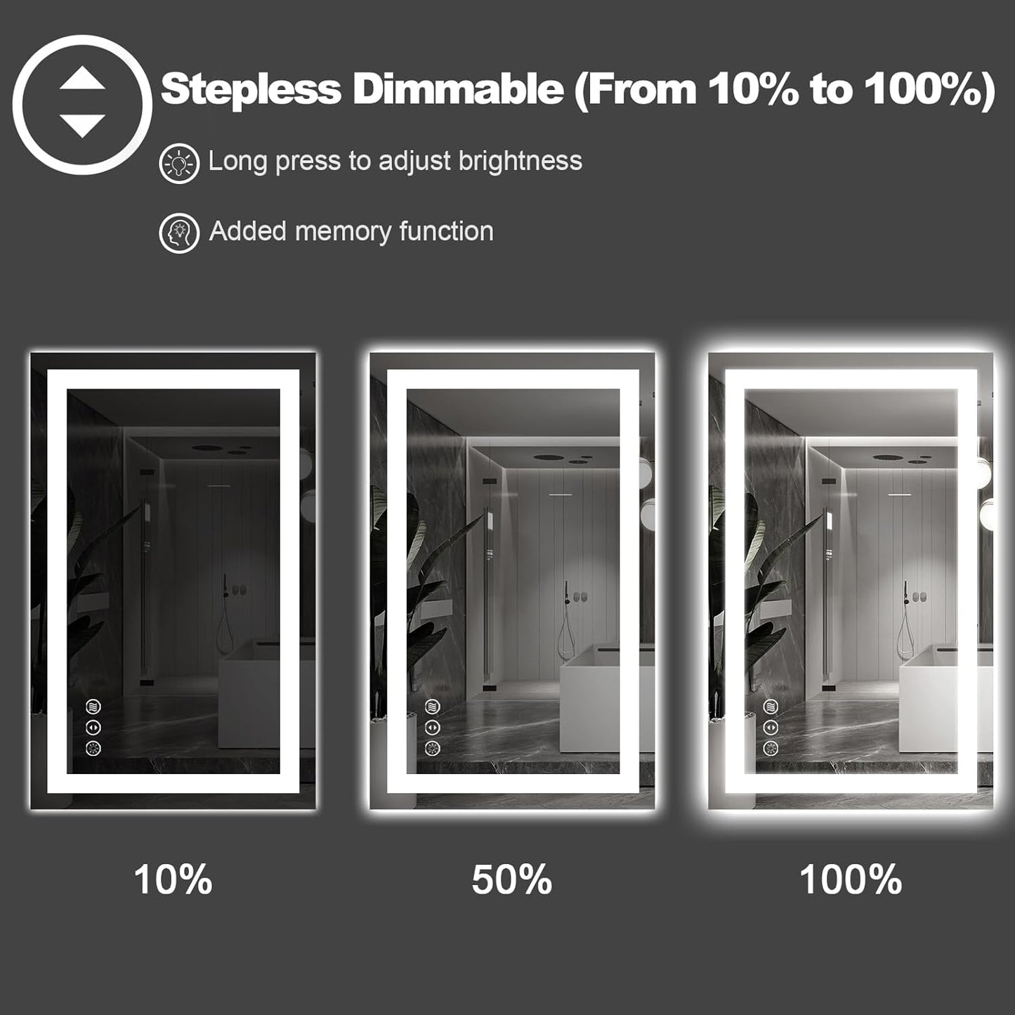 Amorho LED Mirror for Bathroom 24" X30" with Front Light and Backlit, Stepless Dimmable, Shatter-Proof, Memory, 3 Colors, Wall Mount (Horizontal/Vertical)