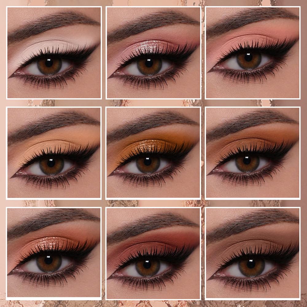 Neutral Nude Brown Eyeshadow Palette Makeup,9-Color Matte Eye shadow & Shimmer Eyeshadow Palette,Long-Lasting Waterproof Eye shadow,Versatile Eye Makeup Looks,Vegan, Cruelty-Free.