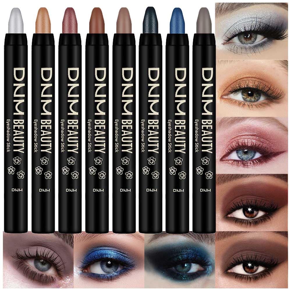 Kaely 8Pcs Cream Eye Shadow Sticks Set, Matte Shimmer Eyeliner Pencil Eyeshadow Palette Makeup, Eye Highlighter Brightener Stick for Older Women Waterproof Pigmented, sombras para ojos 07