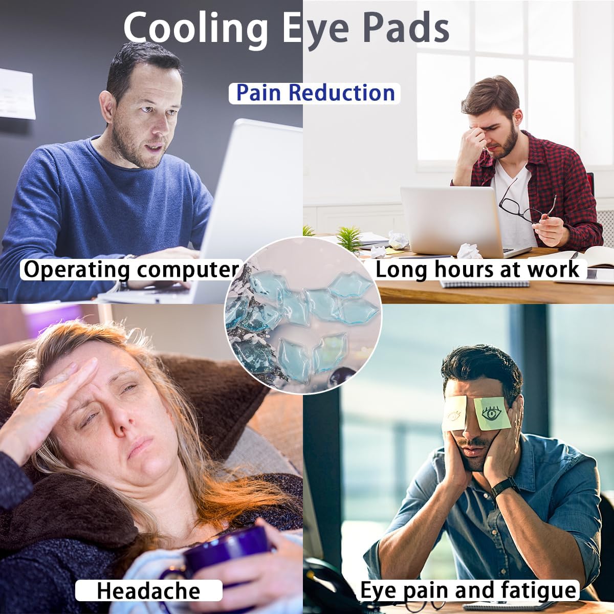 Eye Pad, Gel Eye Pad, Cooling Eye Pads, Gel Eye Mask,Gel Ice Pack, Cooling Ice Eye Masks, Hot Cold Eye Mask, Eye Ice Pack, Gel Eye Mask for Puffy Eyes, Migraine, Puffiness (Lip Pouch)