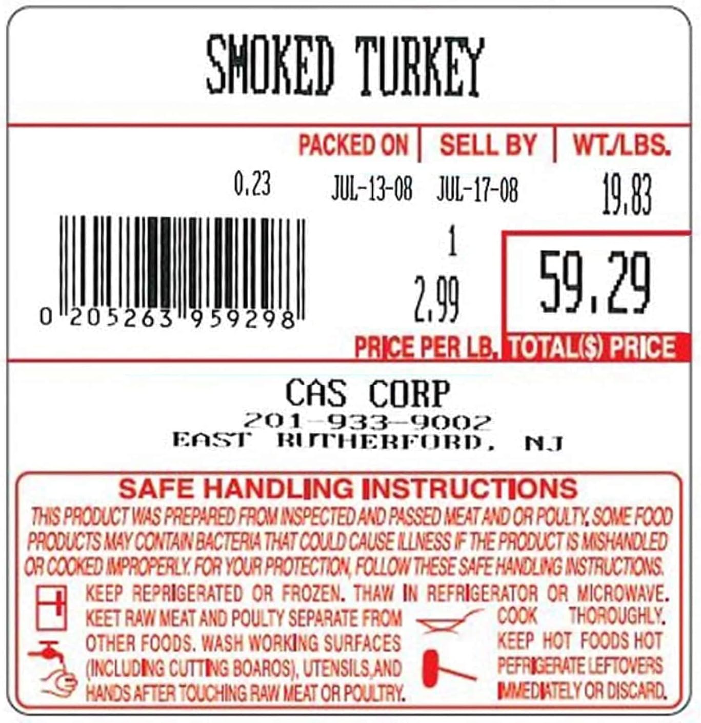 VisionTechShop LST-8040 Printing Scale Label, All RED Letters, 58 x 60 mm, UPC/Safe Handling 36 Rolls Per Case, Lower Price Than 12 Rolls