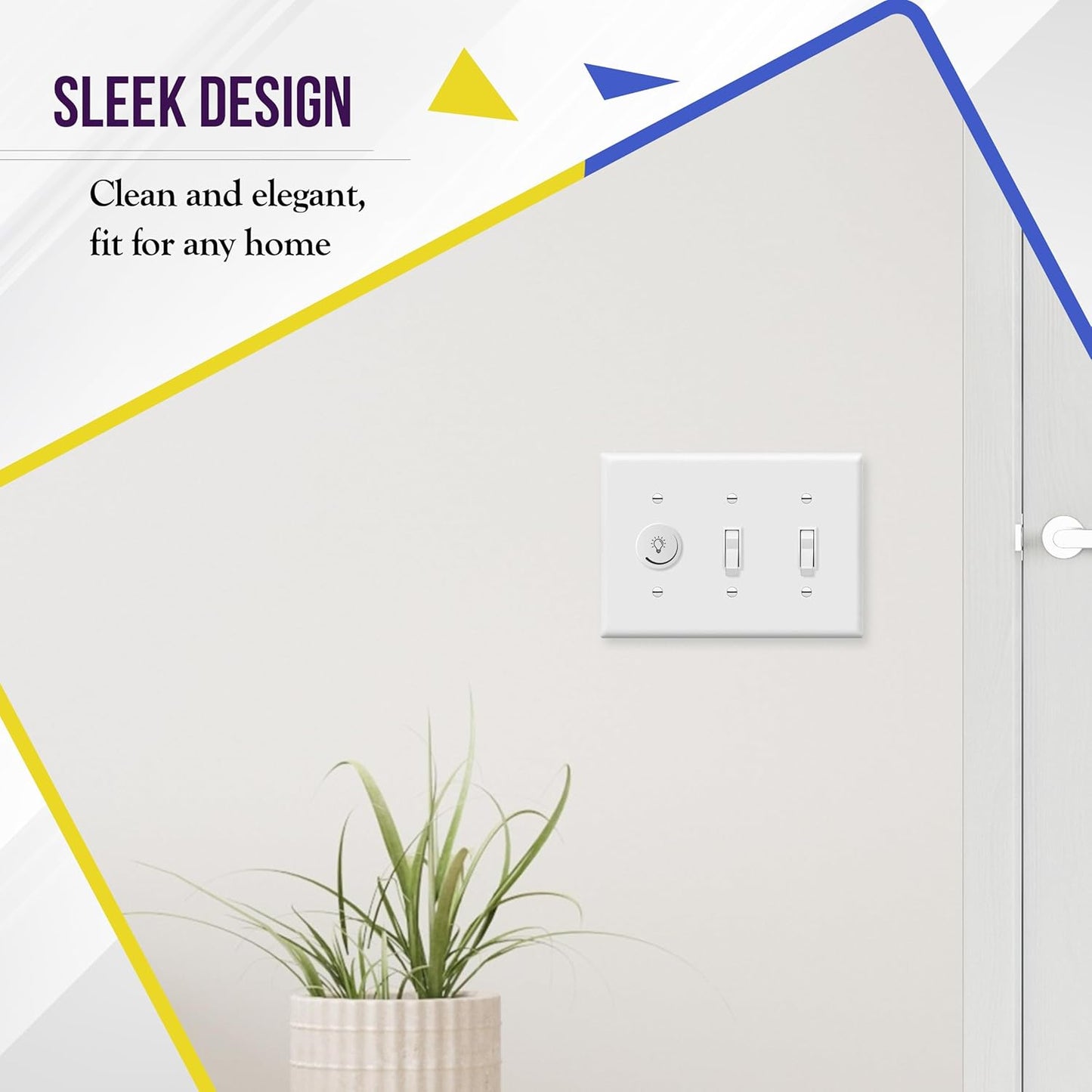 ENERLITES Triple Light Switch Wall Plate, Gloss Finish, Standard Size 3-Gang 4.50" x 6.38", Unbreakable Polycarbonate Thermoplastic, 8813-W-5PCS, White, 5 Pack