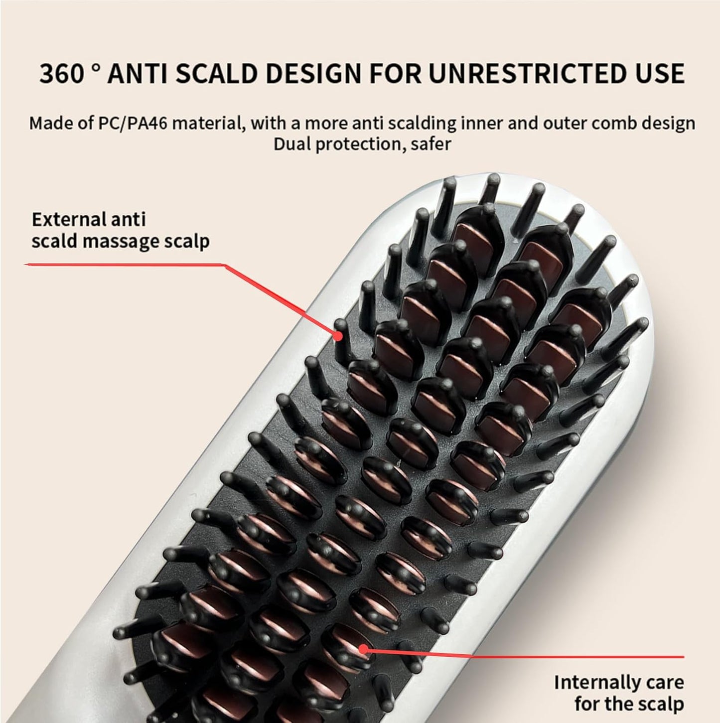 Cordless Hot Comb Rechargeable Hair Brush Straightener Heat Pressing Combs Ceramic Electric Straightening Comb, Anti Burn for Natural Black Beard Wigs Meige （9000mA）