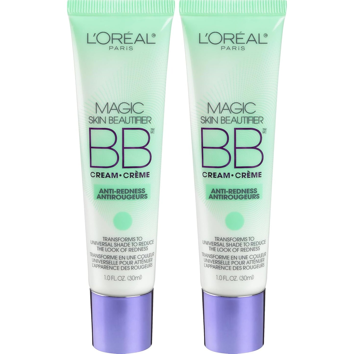 L'Oréal Paris Makeup Magic Skin Beautifier BB Cream Tinted Moisturizer, Anti-Redness, 1 fl oz, 2 Count