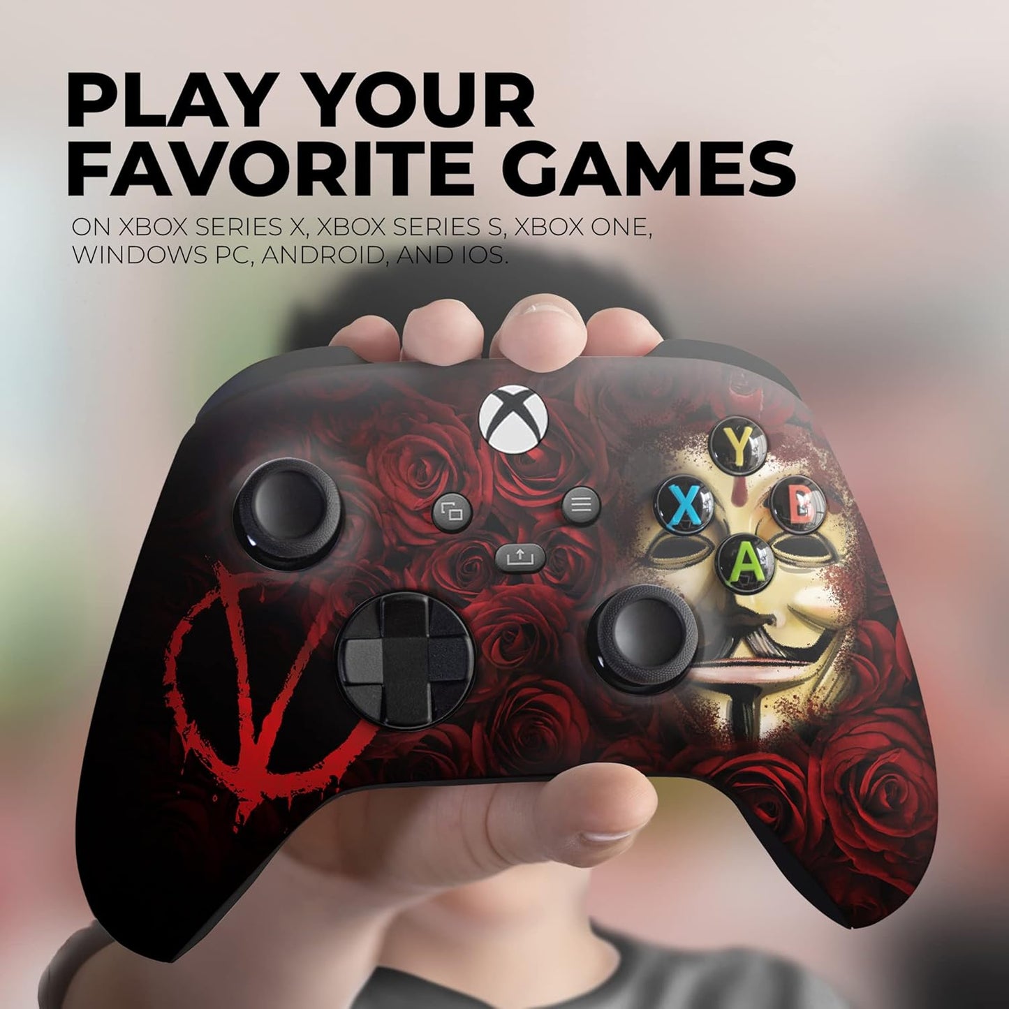 DreamController V For Venddeta Custom X-box Controller Wireless compatible with X-box One/Series X/S Proudly Customized in USA with Permanent HYDRO-DIP Printing(NOT JUST A SKIN) (MODDED)