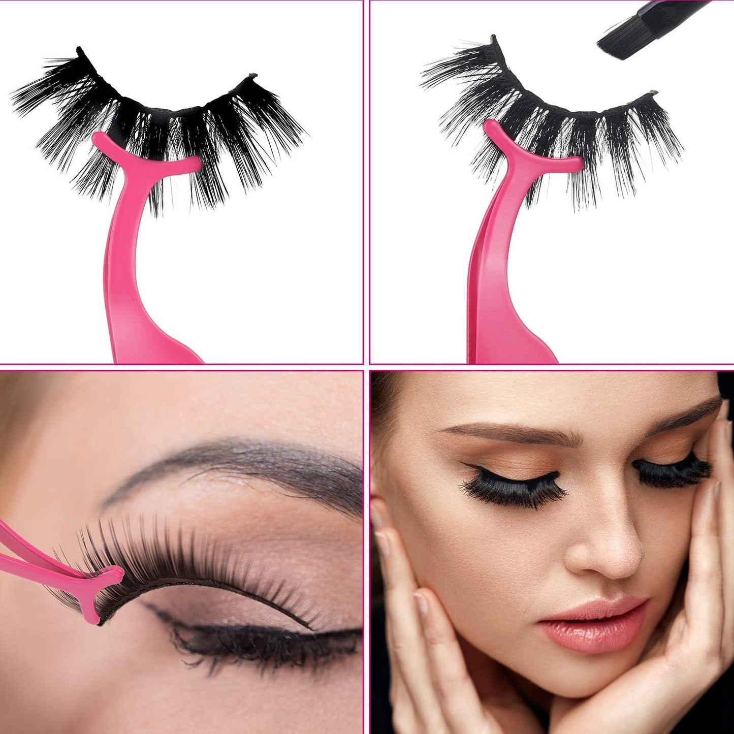 24 Pieces False Eyelashes Applicator Tool Stainless Steel Eyelash Extension Tweezers Remover Clip Tweezers Nipper Eyelash Auxiliary Clip for Women Makeup Application and Removal