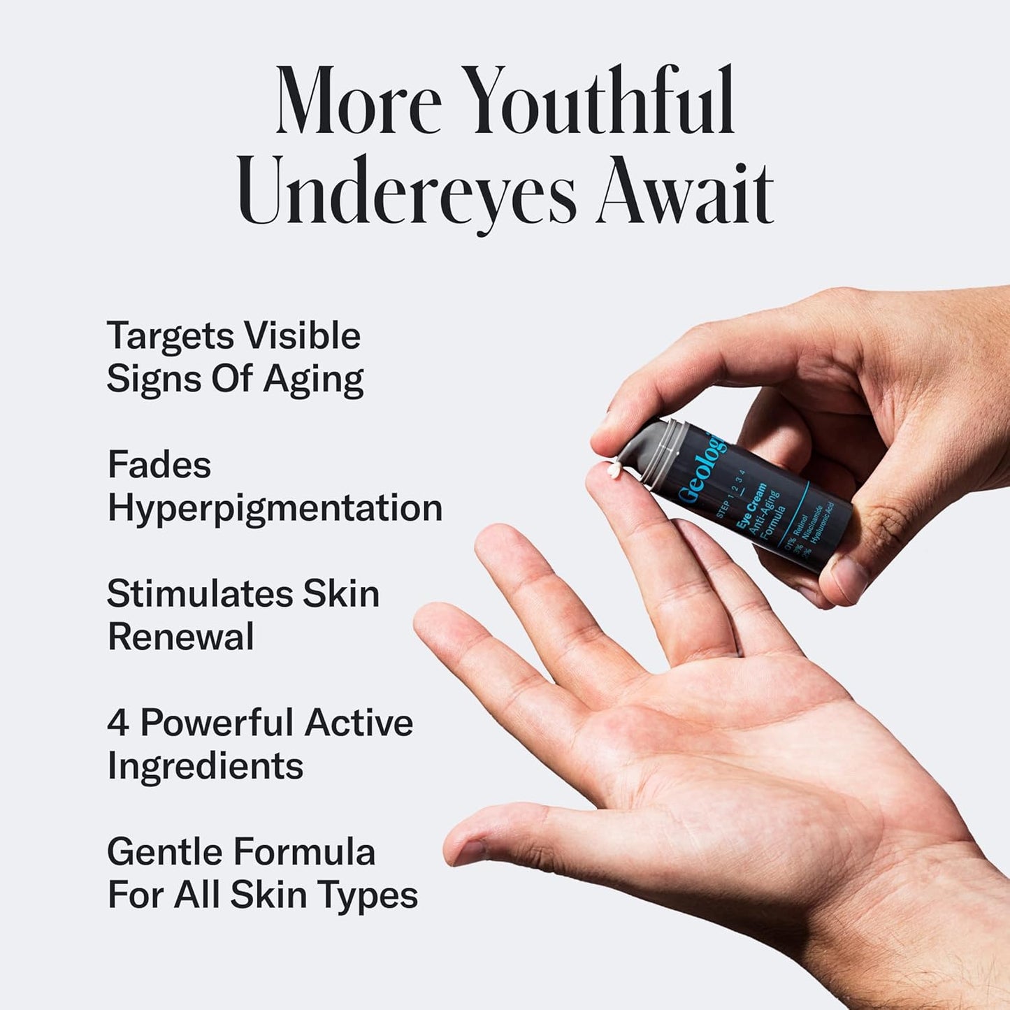Geologie Anti-Aging Eye Cream | Helps Visible Signs of Aging | Reduce Fine Lines & Wrinkles | Retinol, Caffeine, Peptides, Niacinamide & Hyaluronic Acid | Effective Formula For Men & Women