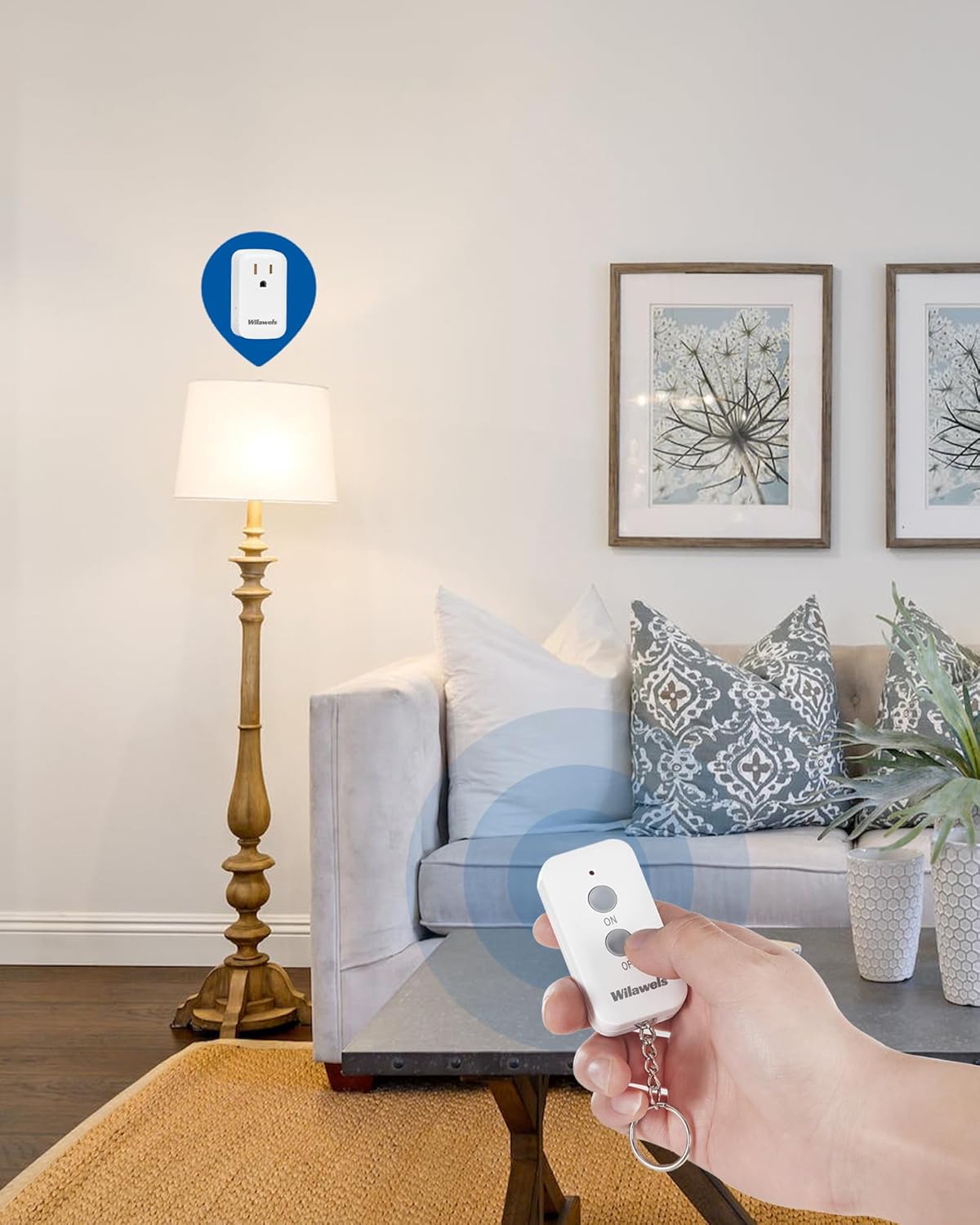Remote Control Outlet Plug Wireless On Off Power Switch, WILAWELS Wireless Remote Light Switch for Lamp, Light, Fan, Programmable, Compact, 100ft RF Range, FCC Listed, Battery Included W02RC1106