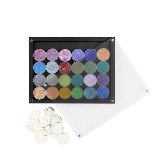 Acrylic empty magnetic palette with magnet clear lip ，with 30Pcs Adhesive Metal Stickers for Eyeshadow Powder Lipstick foundation