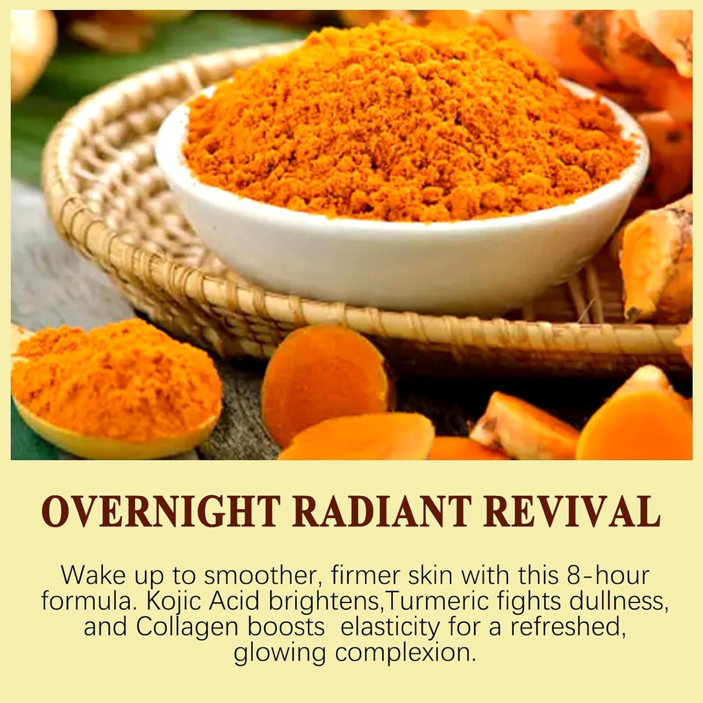 Turmeric Vitamin C Collagen Overnight Wrapping Peel Off Mask for Lifting & Firming Face/Neck, Saggy/Dull/Roughed Skin treatment for Clear, Dewy, Radiant Face, 2.53 Oz/75 ML