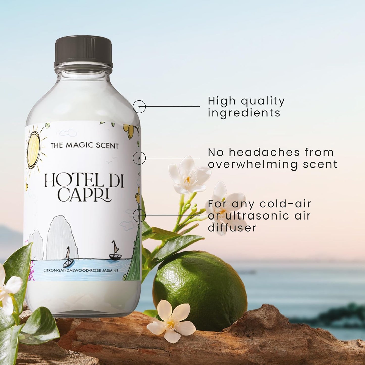 Hotel Di Capri Hotel Scent Diffuser Oil - Cold-Air & Ultrasonic Fragrance Oil for Diffuser - HVAC scents Inspired by Capri, Italy - Essential Oils for Diffusers - 8.5 fl oz, 250 mL