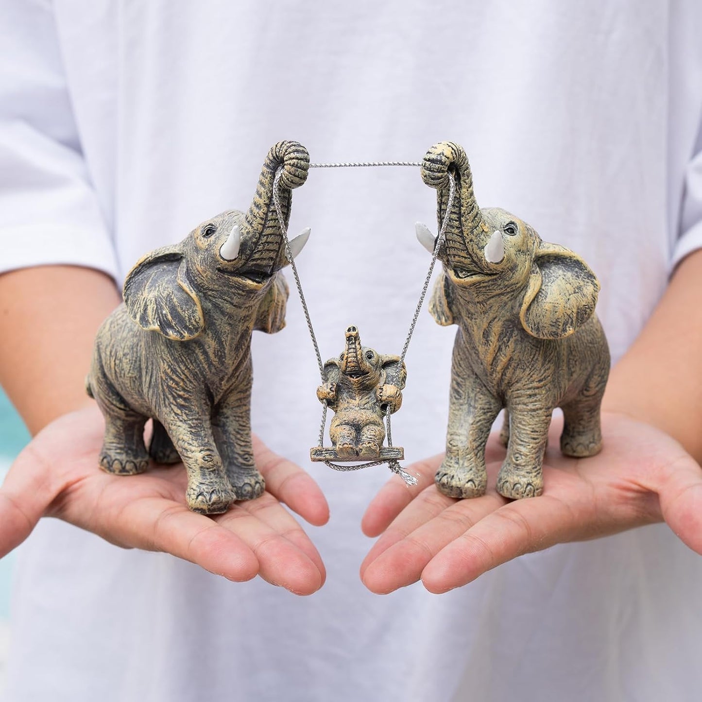 Elephant Statue For Home Decor.Elephant Gifts For Women,Mom.Elephant Decor For Living Room,Office,Shelf Decorations.Elephant Figurines Bring Good Luck,Love.Elephant Table Centerpiece Ornaments.