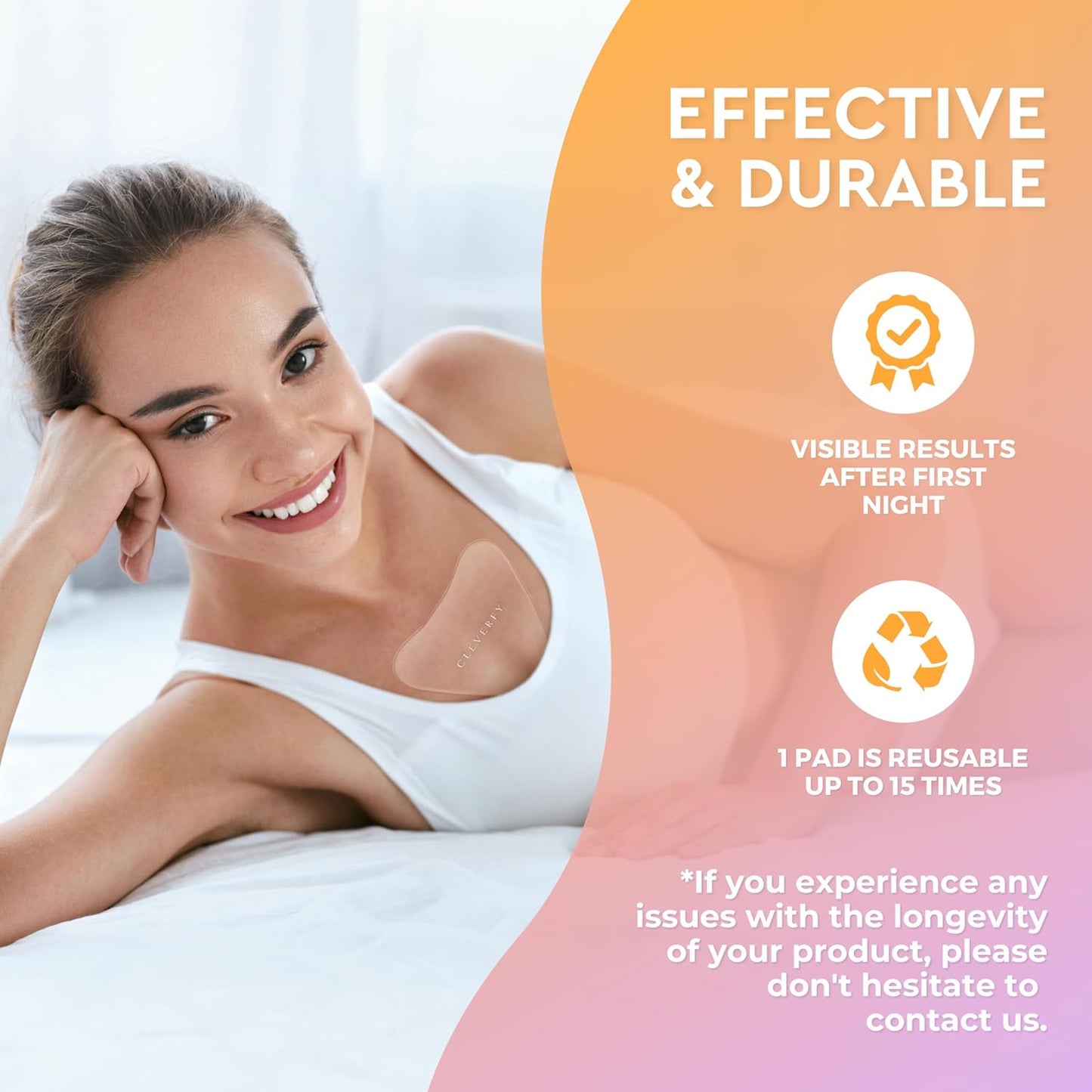 CLEVERFY Silicone Chest Wrinkle Pads Sleeping Reusable (2 Pack V-shape) - Decollete Anti Wrinkle Chest Pads - Silicone Patches for Wrinkles - Anti Wrinkle Patches for Decollete Wrinkle Prevention