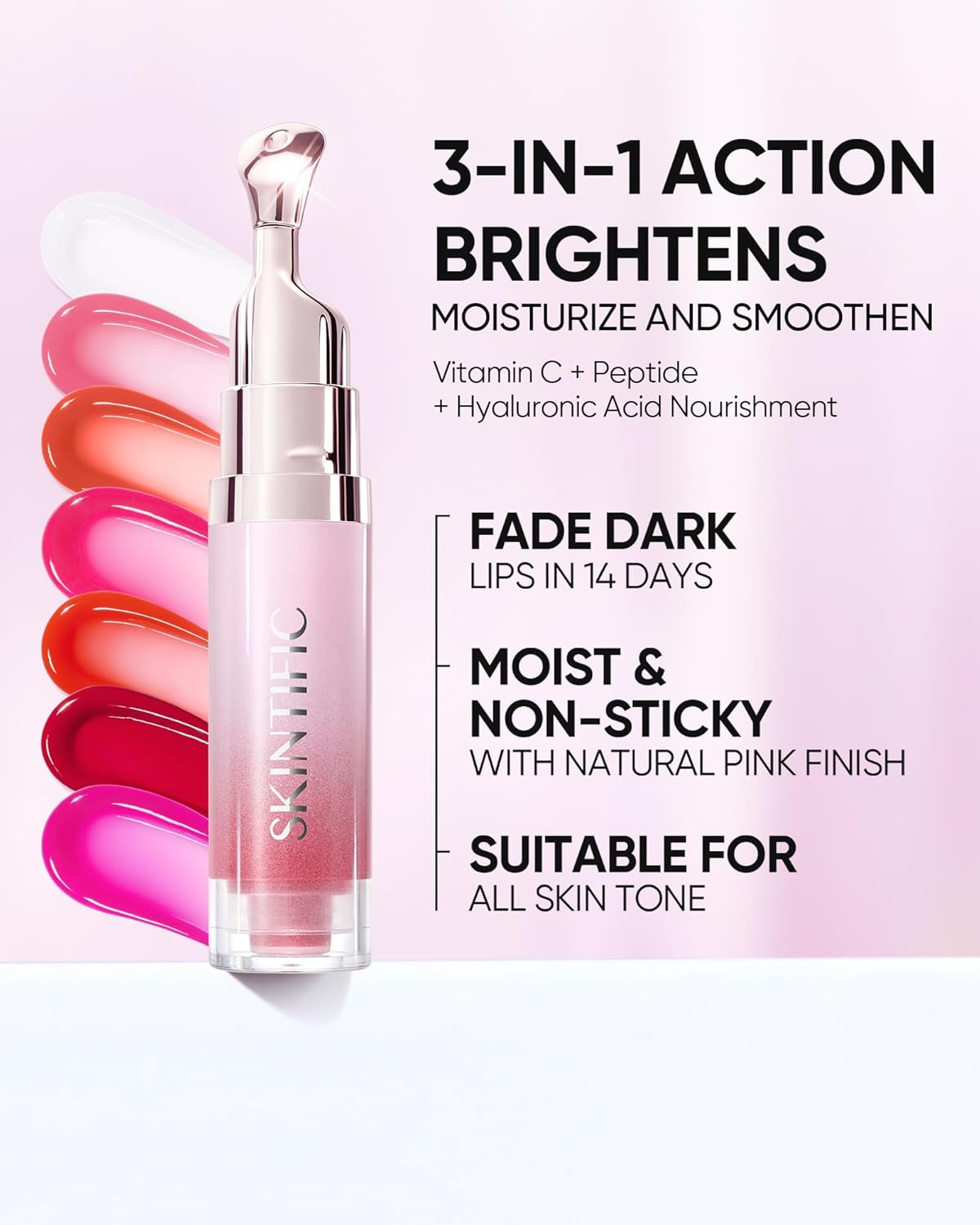 Hydrating Brightening Lip Serum, Nourishing Hydration Tinted Lip Stain, Plumping Lip Gloss with Polypeptide Squalane (02 Coral Rose)