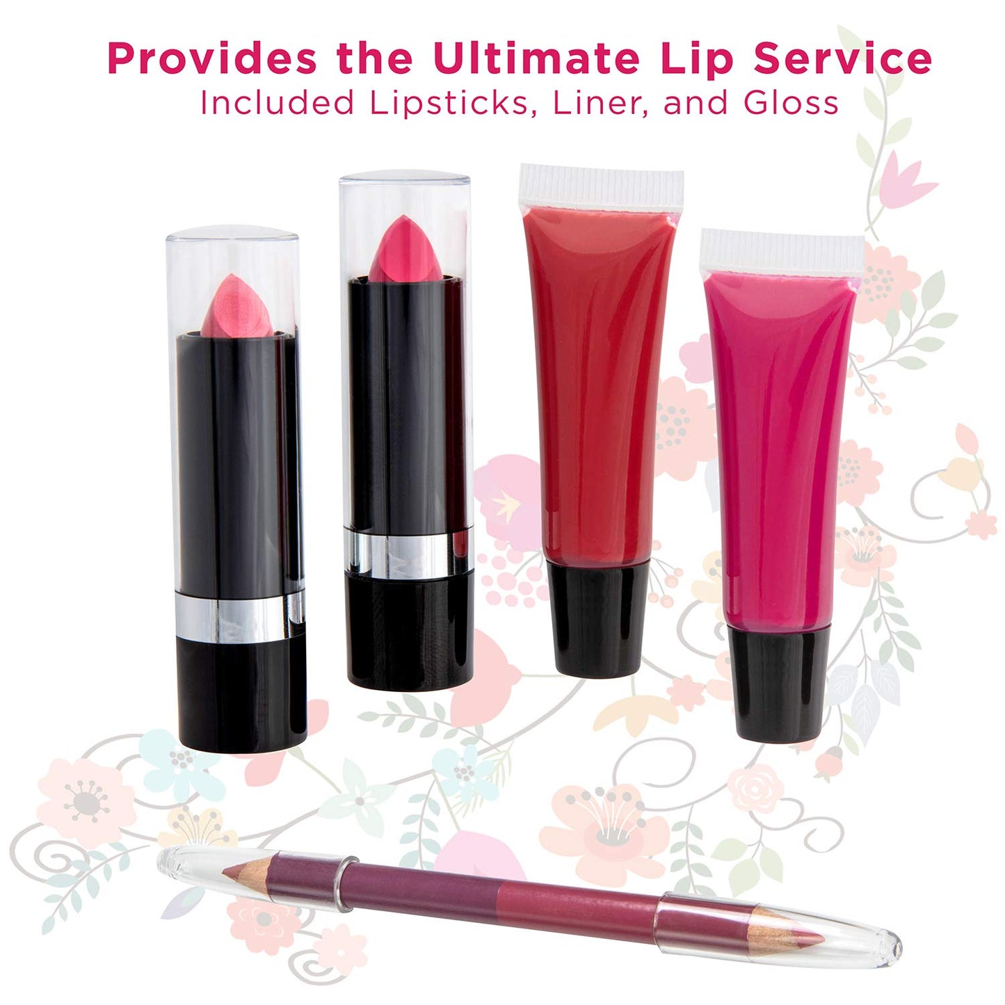 Makeup Kit Gift Set - 51 Piece - 32 Eye Shadows, 2 Blushes, 2 Lip Glosses, 2 Lipsticks, 2 Eye Liner Pencils, 1 Lip Liner Pencil, 1 Mascara - Case with Carrying Handle