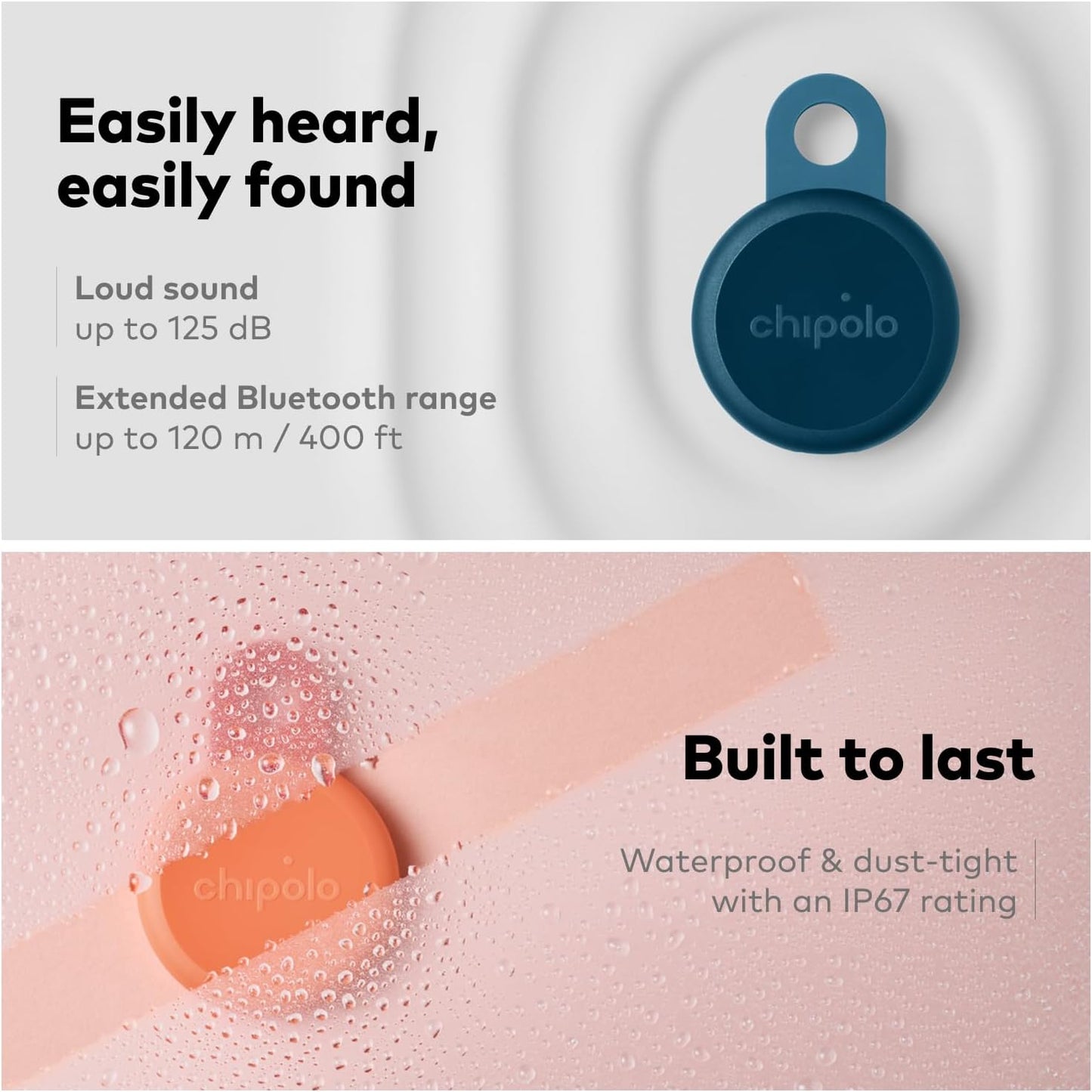 Chipolo LOOP - Rechargeable Bluetooth Tracking tag, Item Locator for Keys & Bags, Compatible with Apple Find My or Find Hub on Android, Out of Range Alerts for Android & Call Your Phone