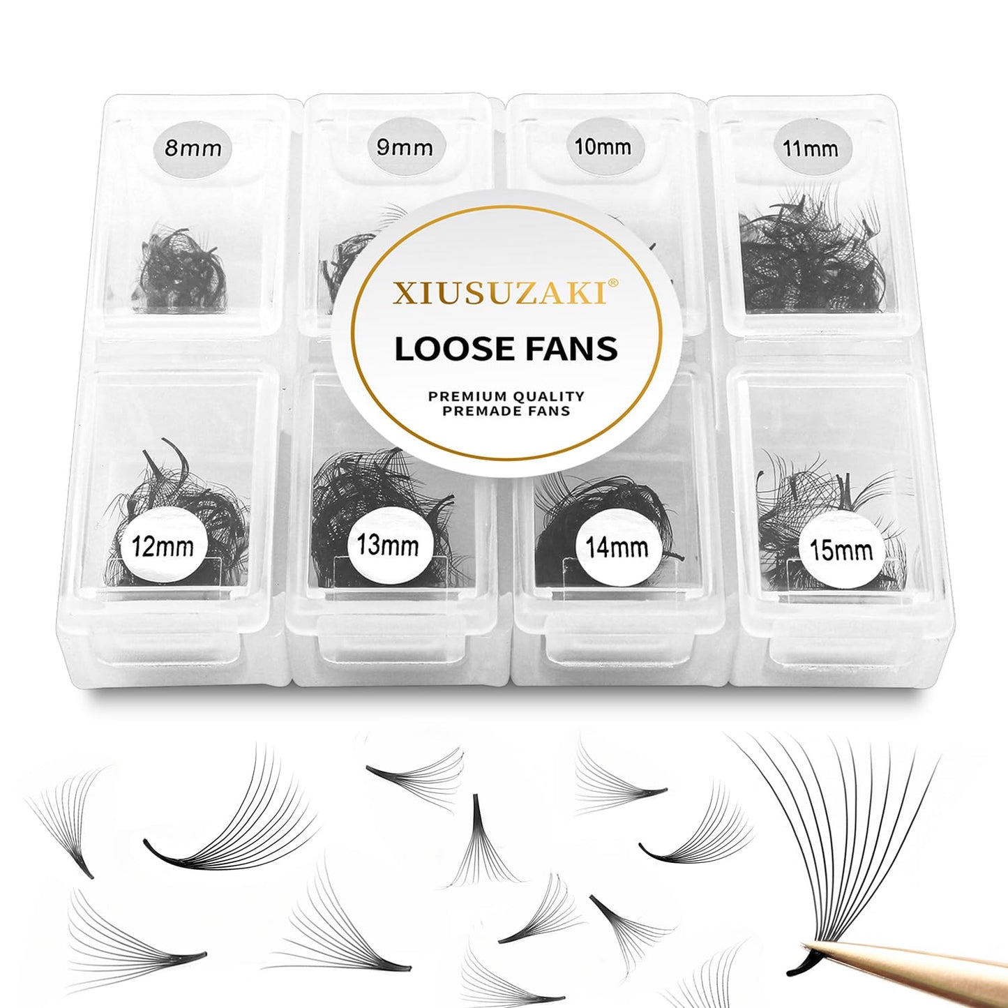 Premade Fans Eyelash Extensions 600 Fans 10D Volume Lash Extensions 0.05 Thickness Eyelash Extension C Curl Premade Lash Fans Mix 8-15mm Fluffy Soft Handmade Loose Fan(600Fans-10D-0.05-C,8-15mm)