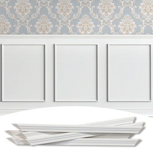 3-Frame 16" x 24" Premade Accent Wall Molding Kit, Ready-to-Assemble Wainscoting Panels, Pre-Cut Chair Rail Moulding Trim Picture Frame for Home Décor
