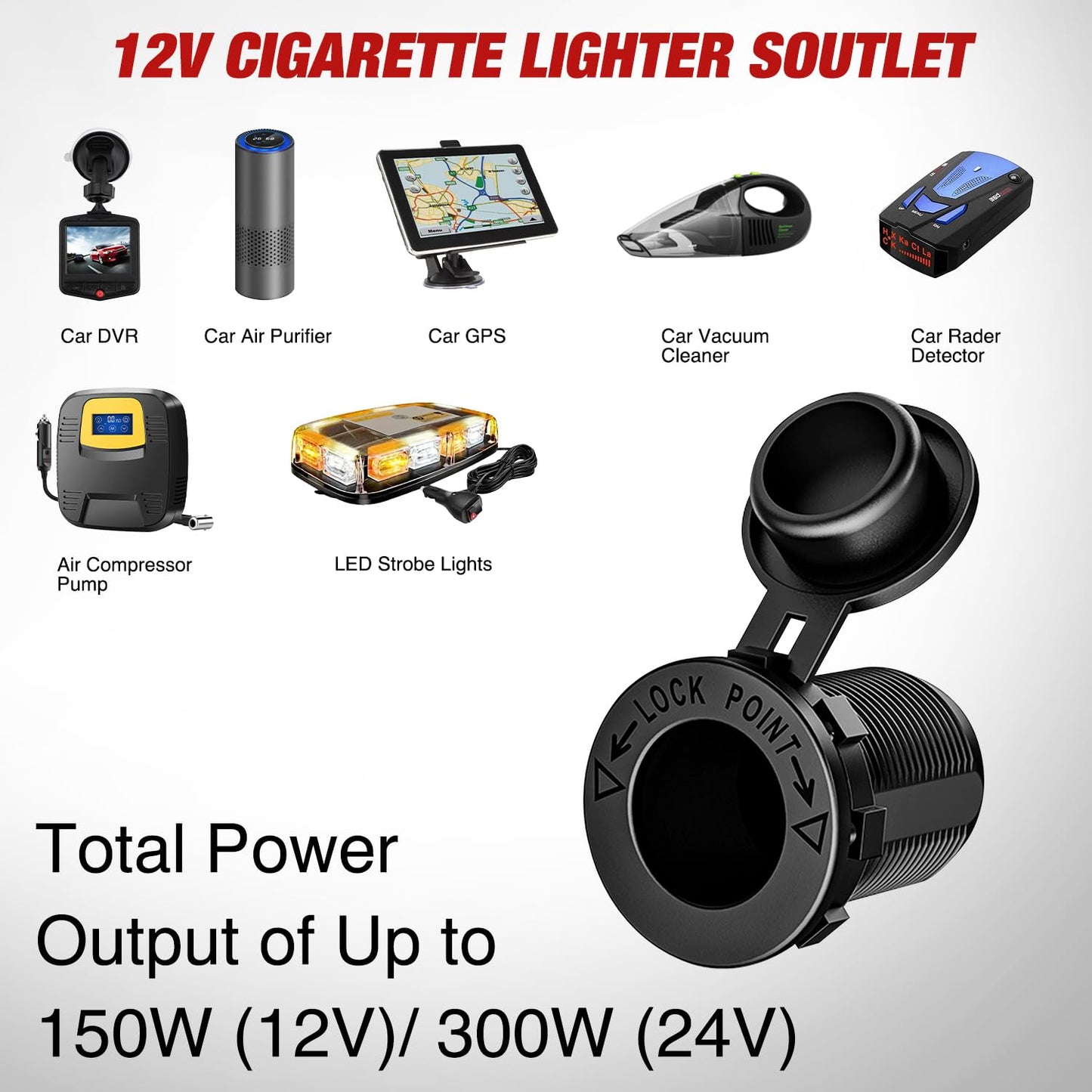 Nilight 4 in 1 Outlet Socket Panel 12V DC 4.8A Dual USB 12 Volt Cigarette Lighter LED Voltmeter ON Off Rocker Toggle Switch for Marine Boat Truck Car