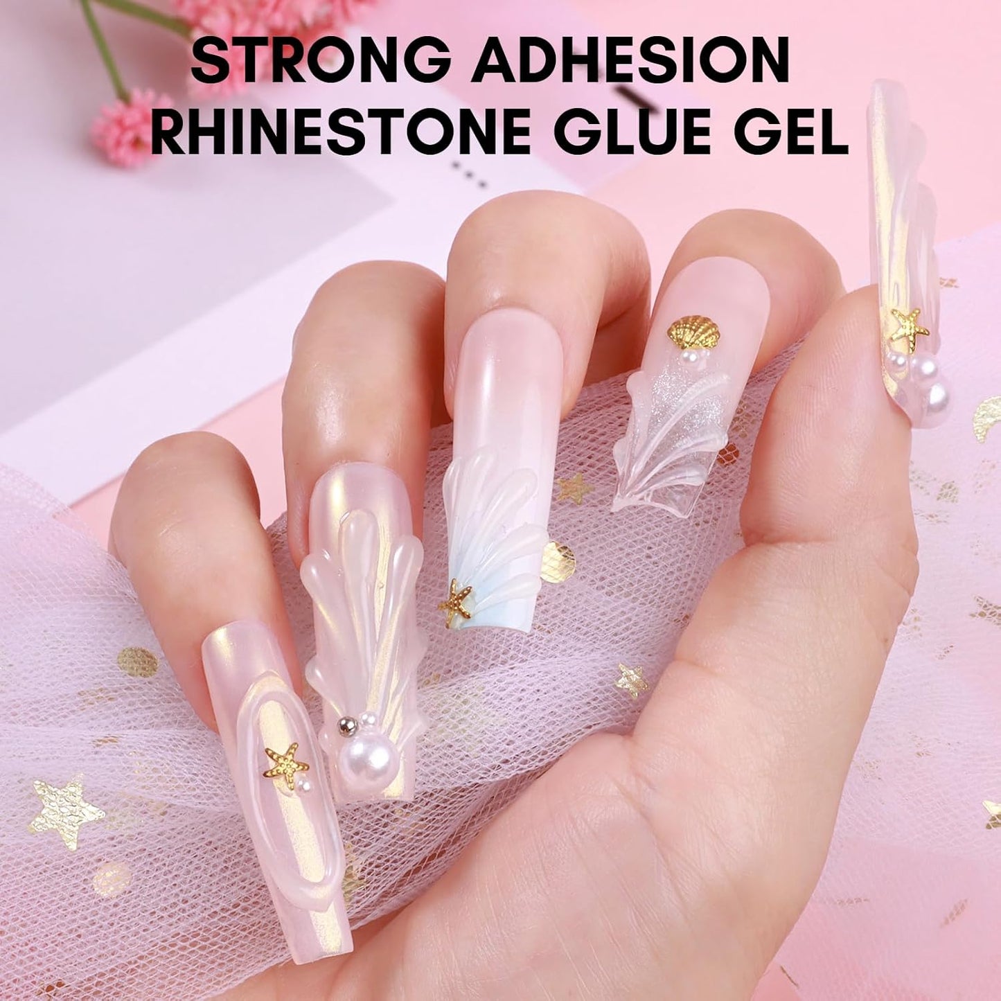 Makartt Nail Rhinestone Glue with 3D Gel Kit – Super Strong Nail Charm Glue & Sculpting Gel for DIY Nail Art, Drawing, Molding & Embossed Designs, Easy to Use for Nail Lovers & Beginners