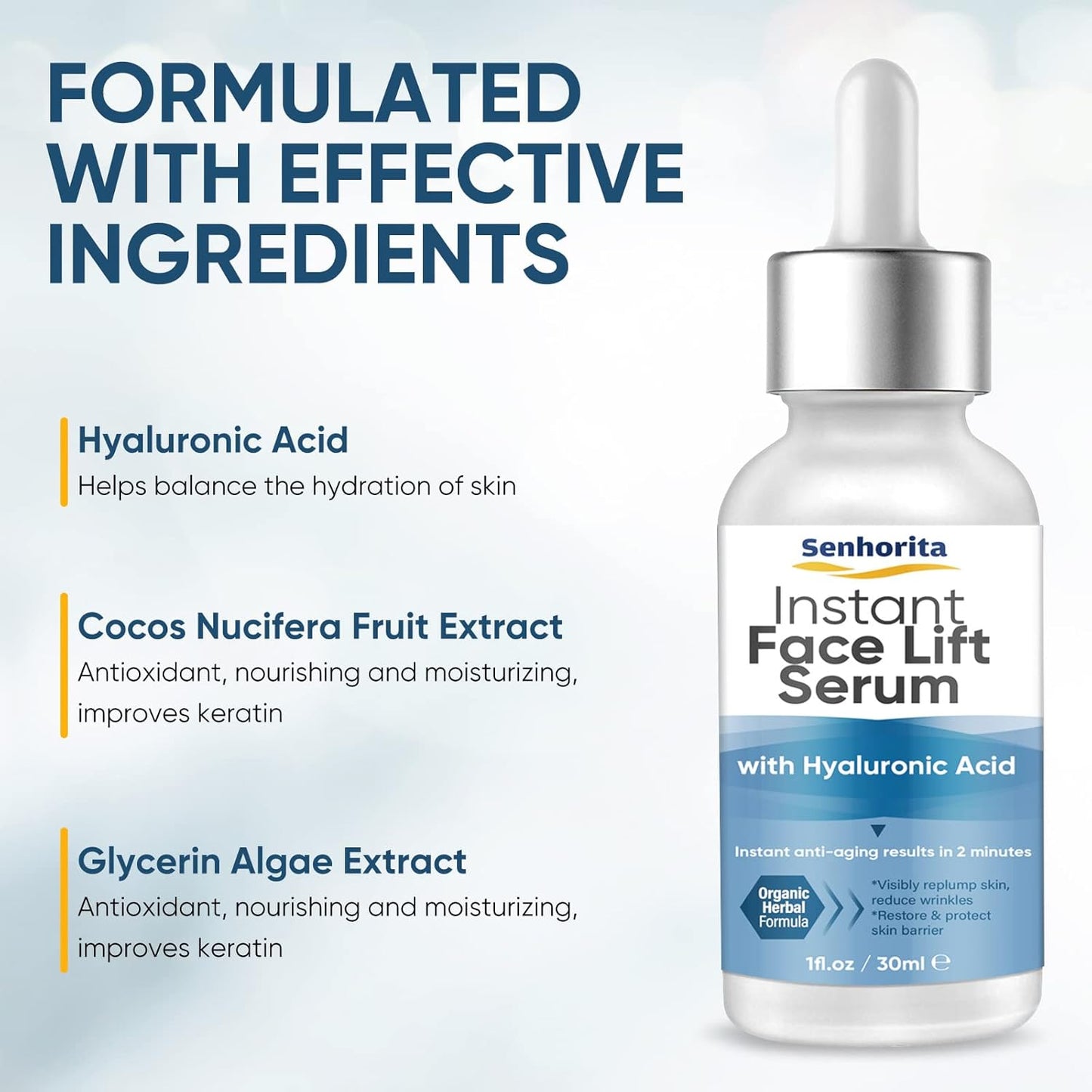 Instant Face Lift Serum, Temporary Skin Lifting & Tightening Serum, Effective Smooth Fine Lines, Wrinkles & Visibly Hide Loose Sagging Skin