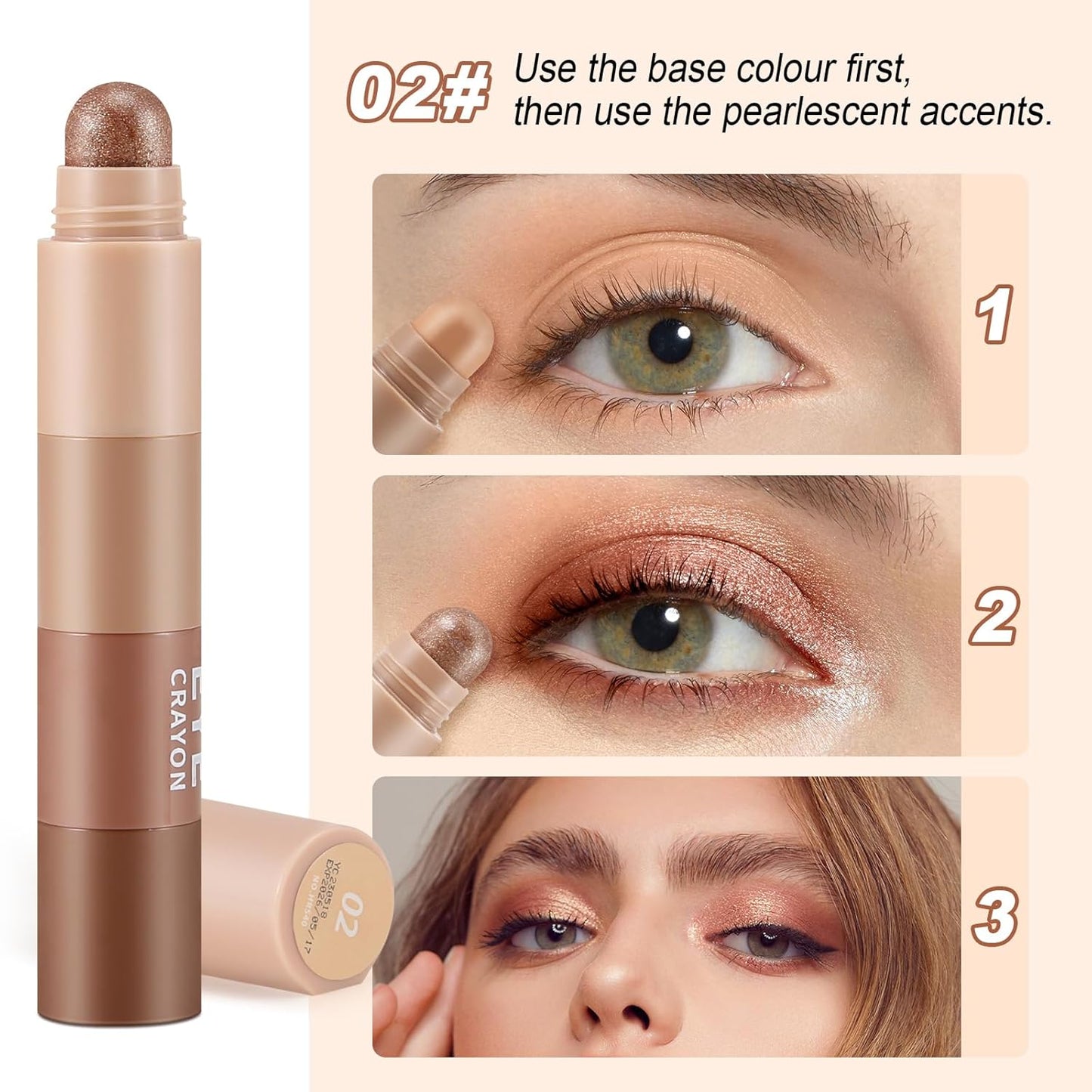 4 Color Eyeshadow Pencil，Glitter Eyeshadow Stick，Creamy Matte Eye Shadow Pen，Face & Eye Highlighter Pen，Highly Pigmented Crayon Nude Eye Shadow