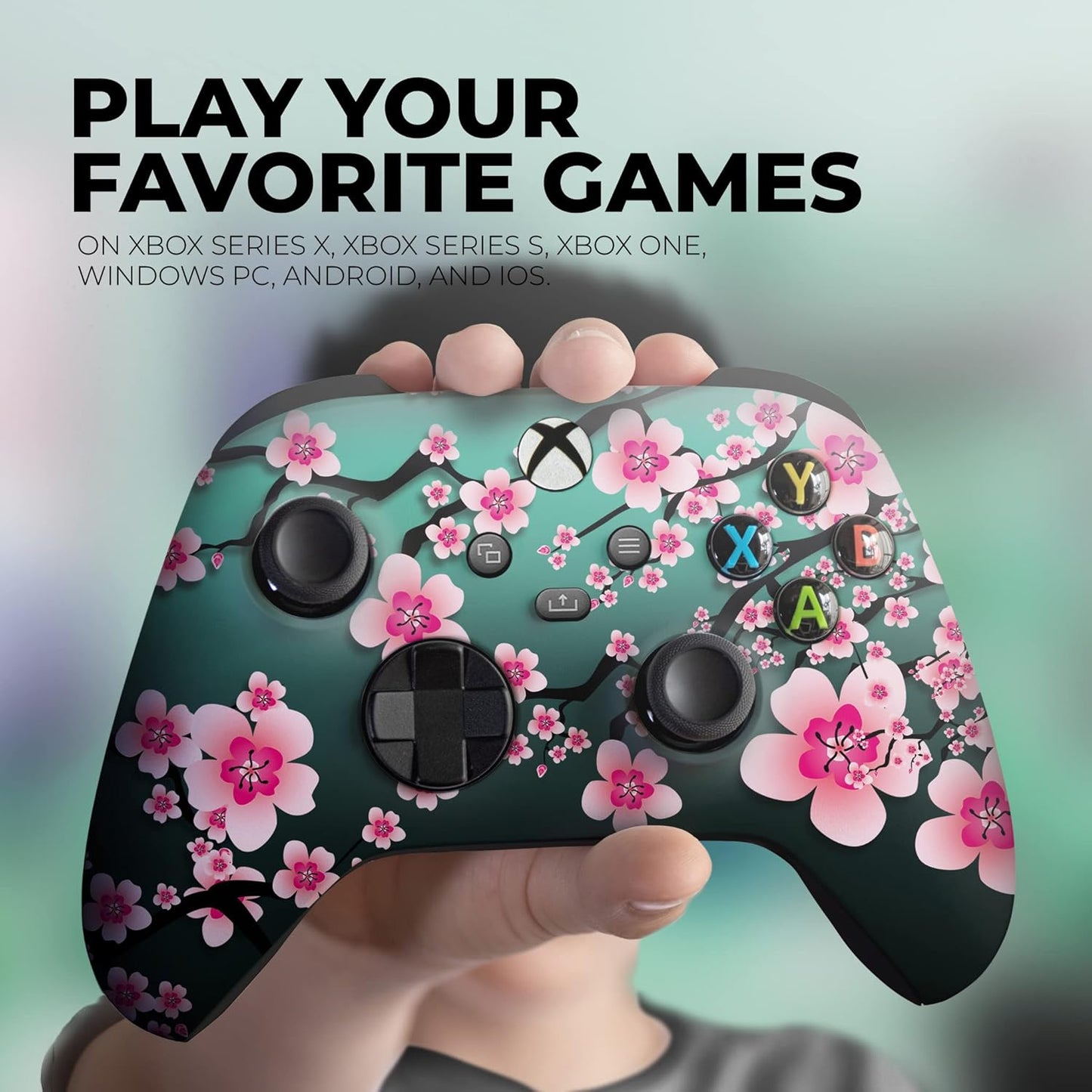 DreamController Cherry Blossom Custom X-box Controller Wireless compatible with X-box One/Series X/S Proudly Customized in USA with Permanent HYDRO-DIP Printing (NOT JUST A SKIN)